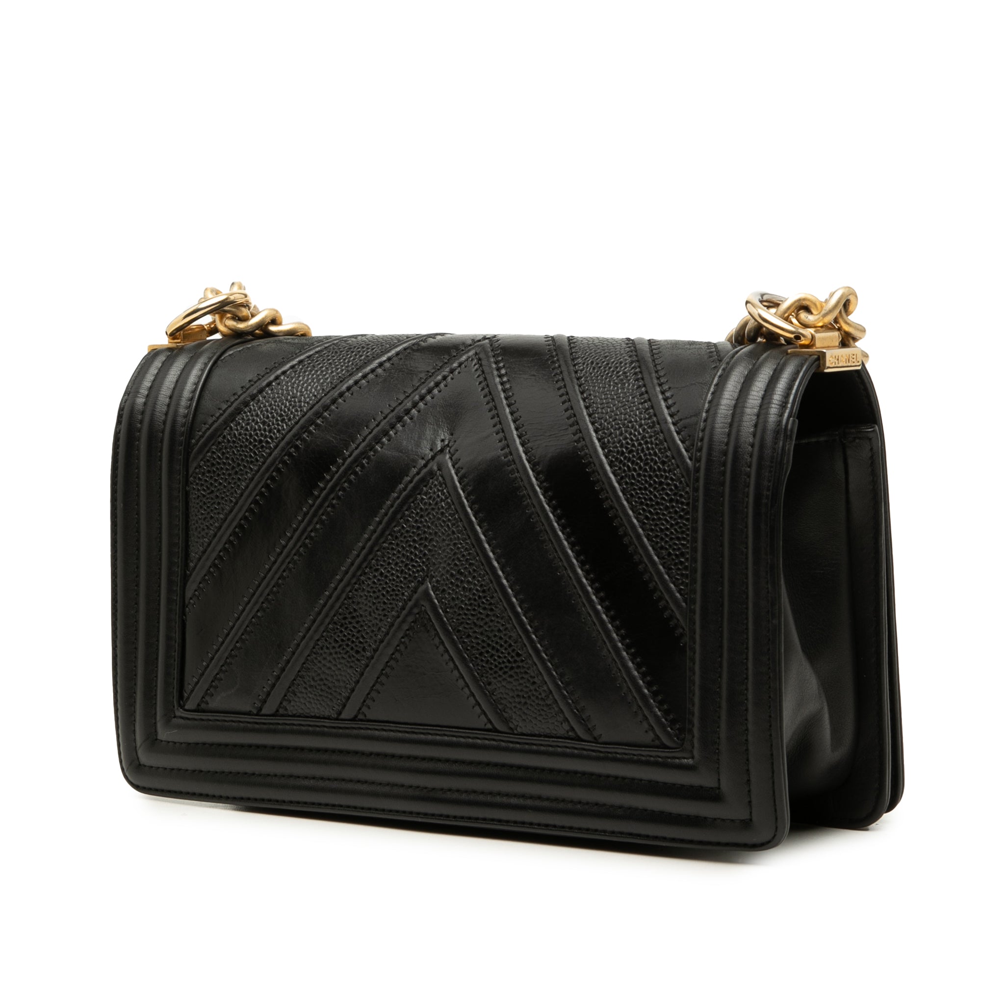 Chanel Old Medium Chevron Mixed Leather Boy Flap - image 2
