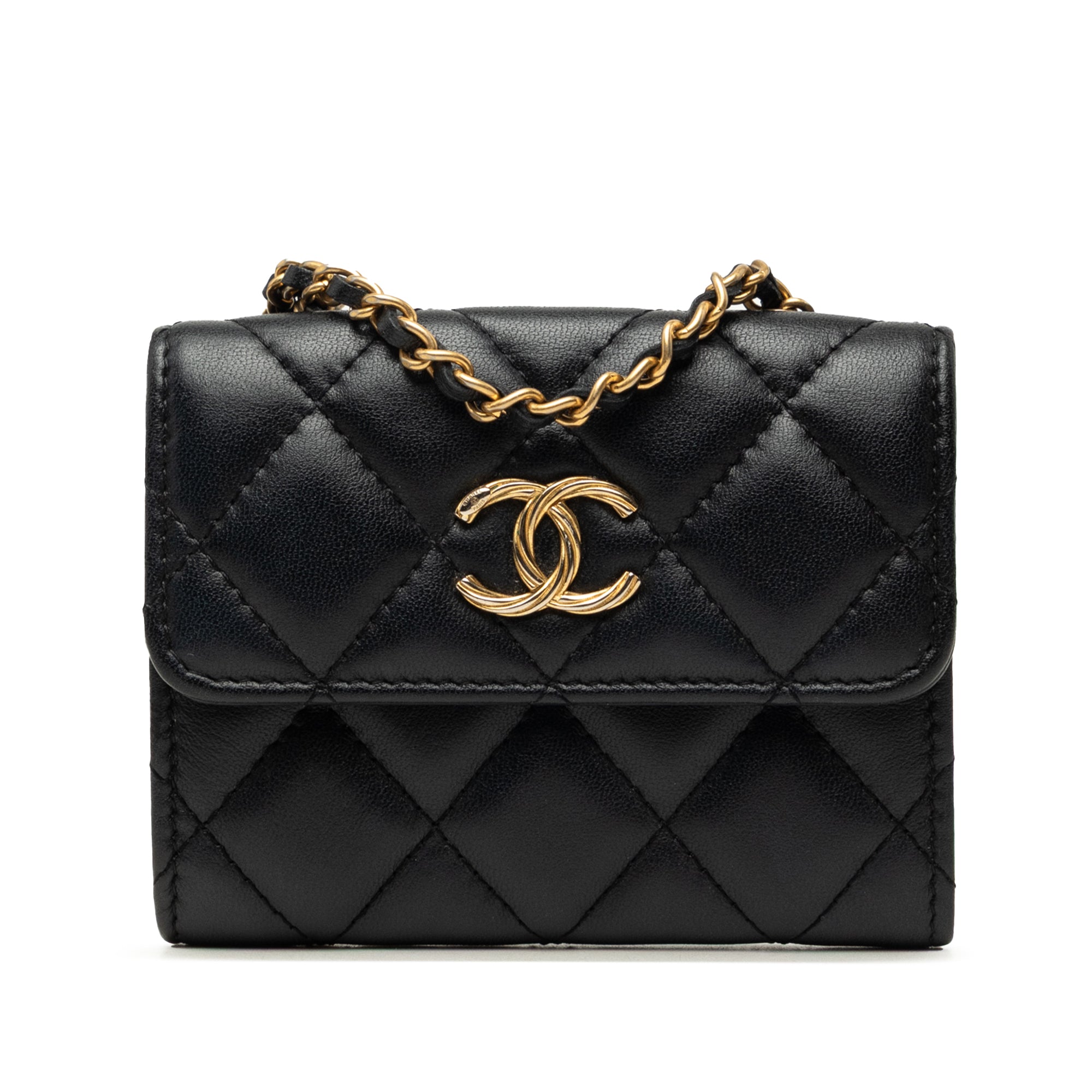 Chanel CC Quilted Lambskin Card Holder On Chain - image 1