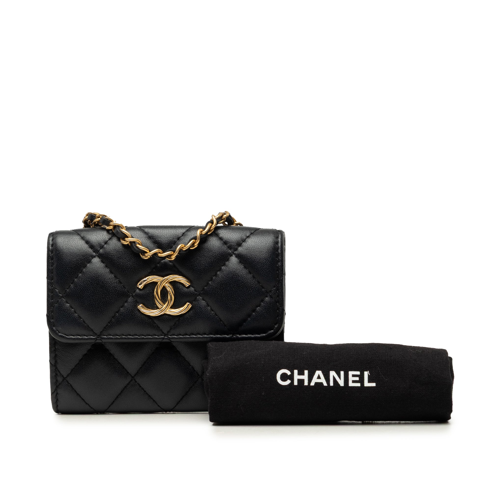 Chanel CC Quilted Lambskin Card Holder On Chain - image 7