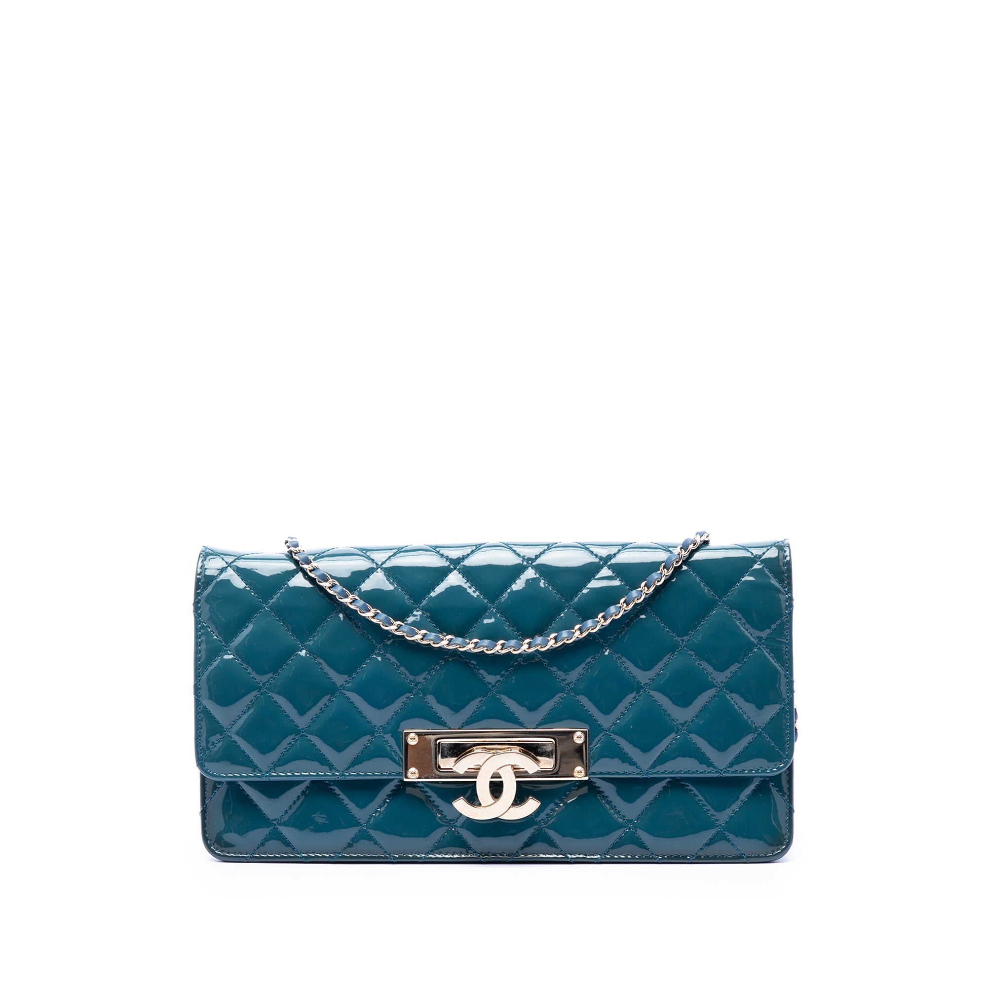 Chanel Quilted Patent Golden Class East West Wallet on Chain - image 1