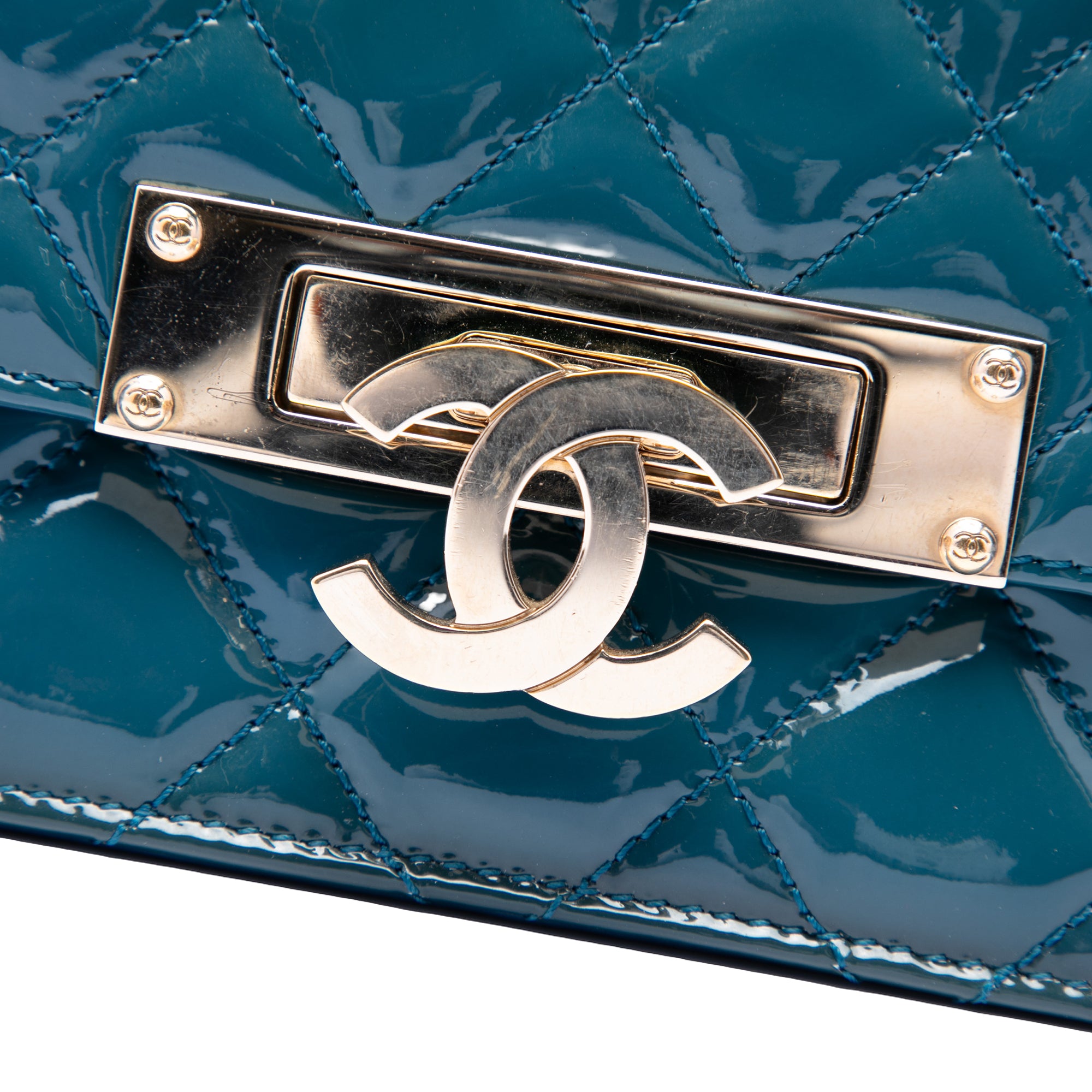 Chanel Quilted Patent Golden Class East West Wallet on Chain - image 5