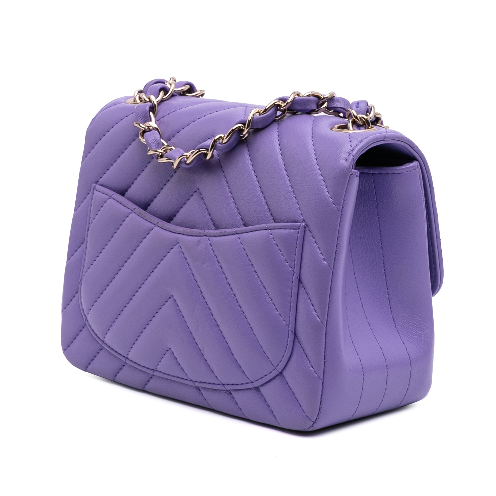 Chanel Mini Square Classic Chevron Lambskin Single Flap - image 2