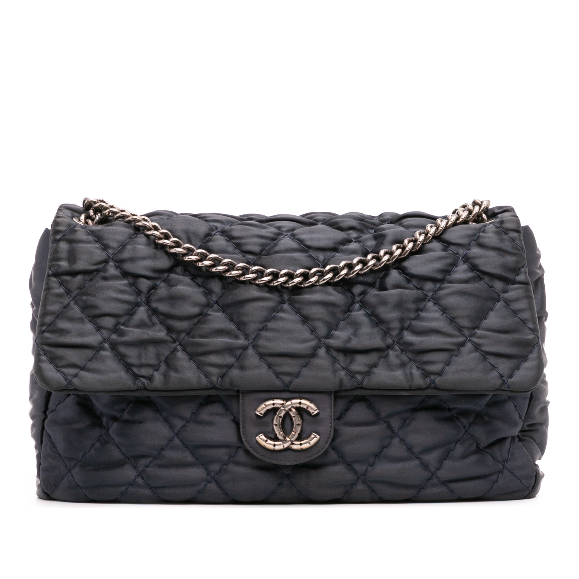 Chanel Extra Large CC Quilted Satin Single Flap - image 1