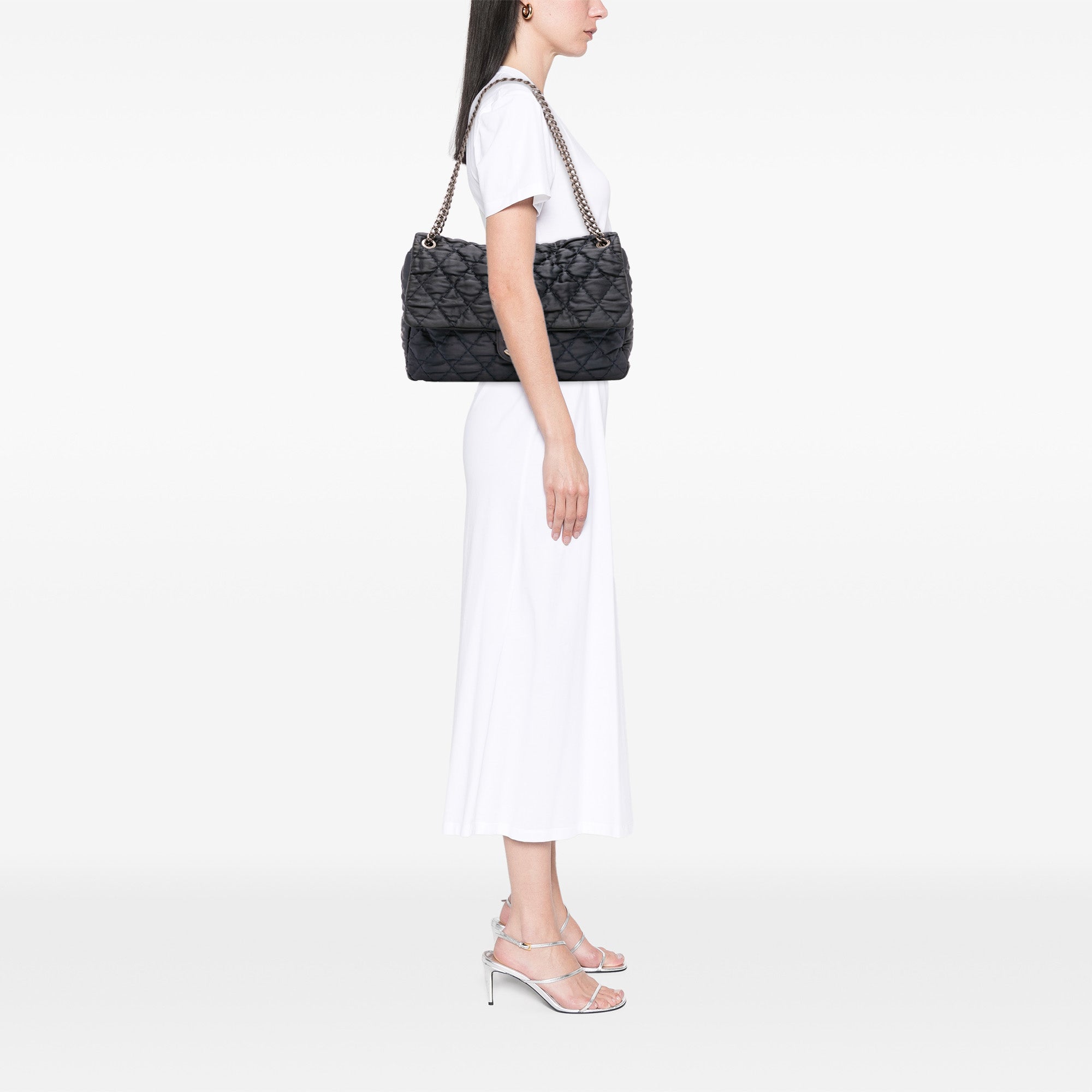 Chanel Extra Large CC Quilted Satin Single Flap - image 11