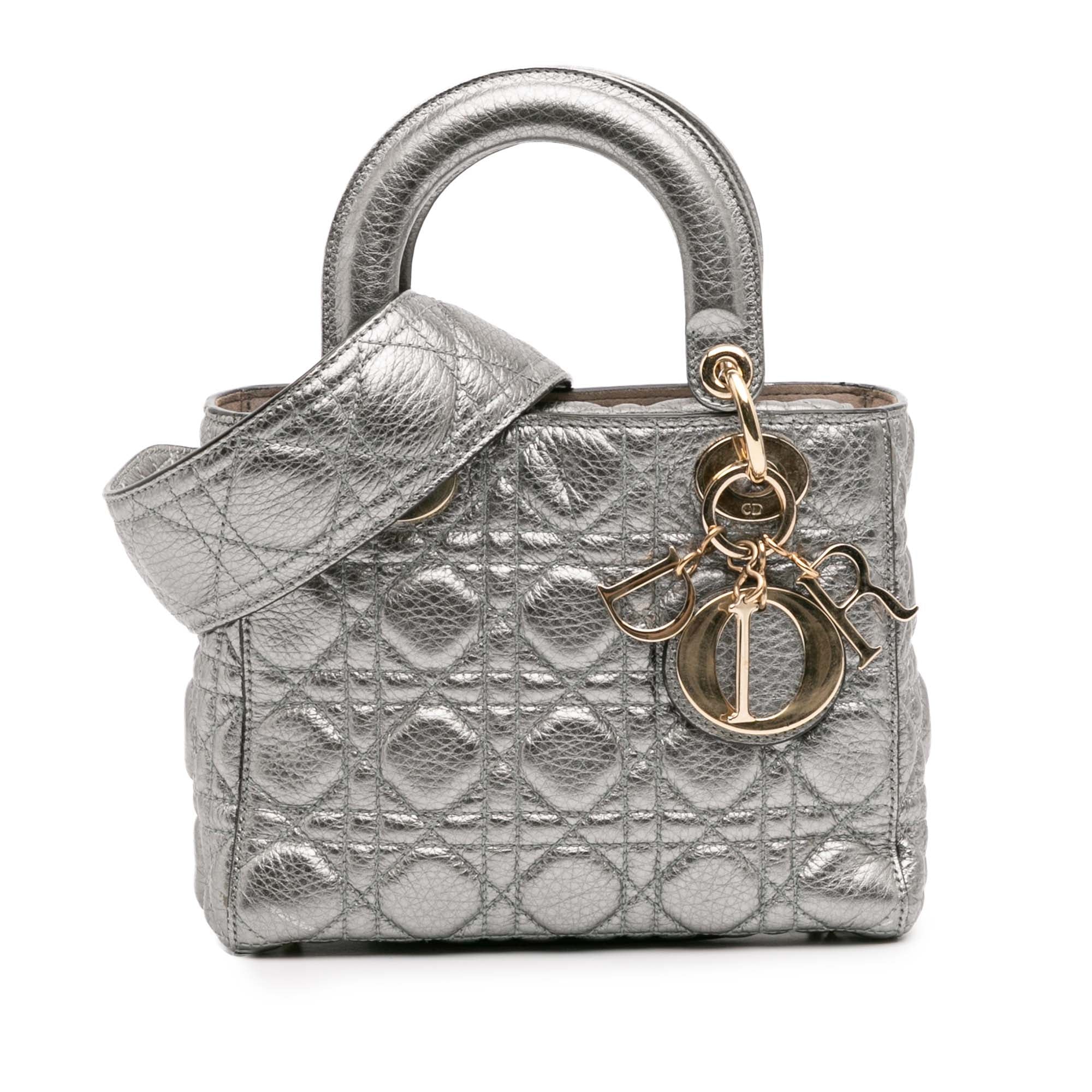 Dior Small Metallic Grained Calfskin Cannage Supple Lady Dior - image 1