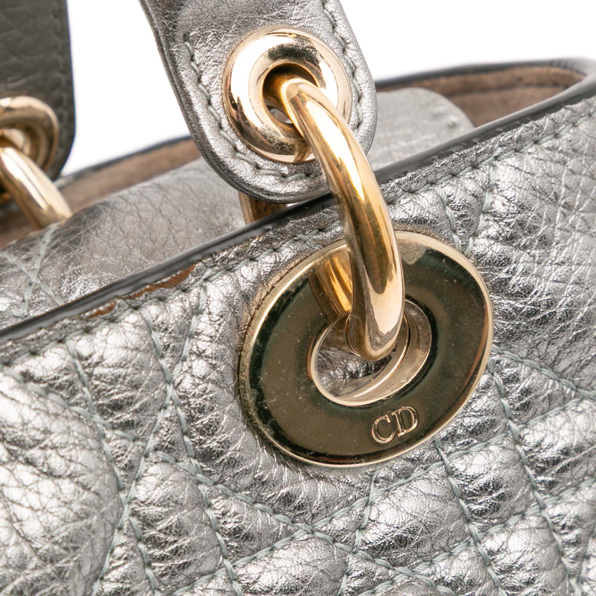 Dior Small Metallic Grained Calfskin Cannage Supple Lady Dior - image 9