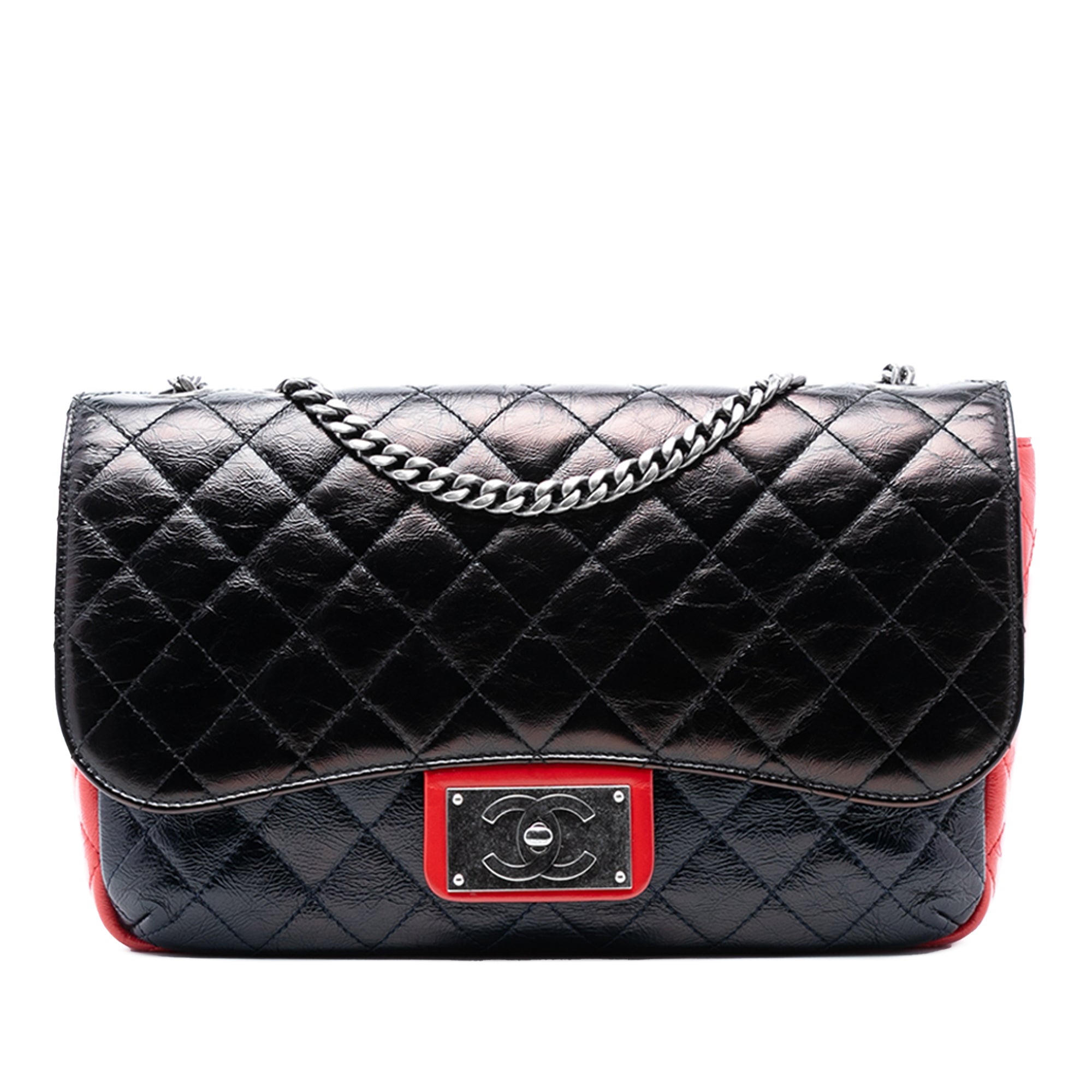 Chanel Large Tricolor Quilted Glazed Calfskin CC Plate Flap - image 1