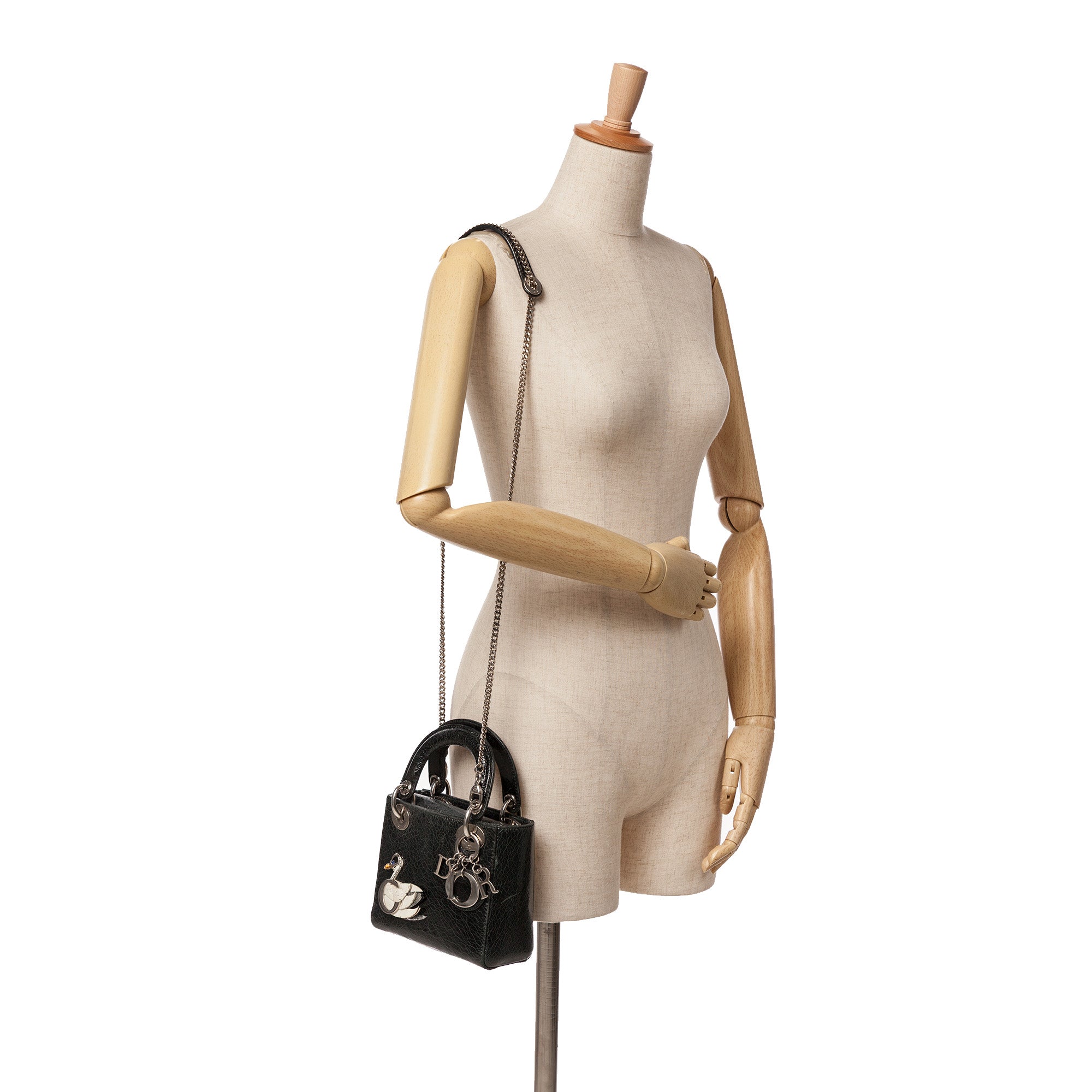 Dior Mini Deerskin Ceramic Effect Jeweled Swan Lady Dior - image 10