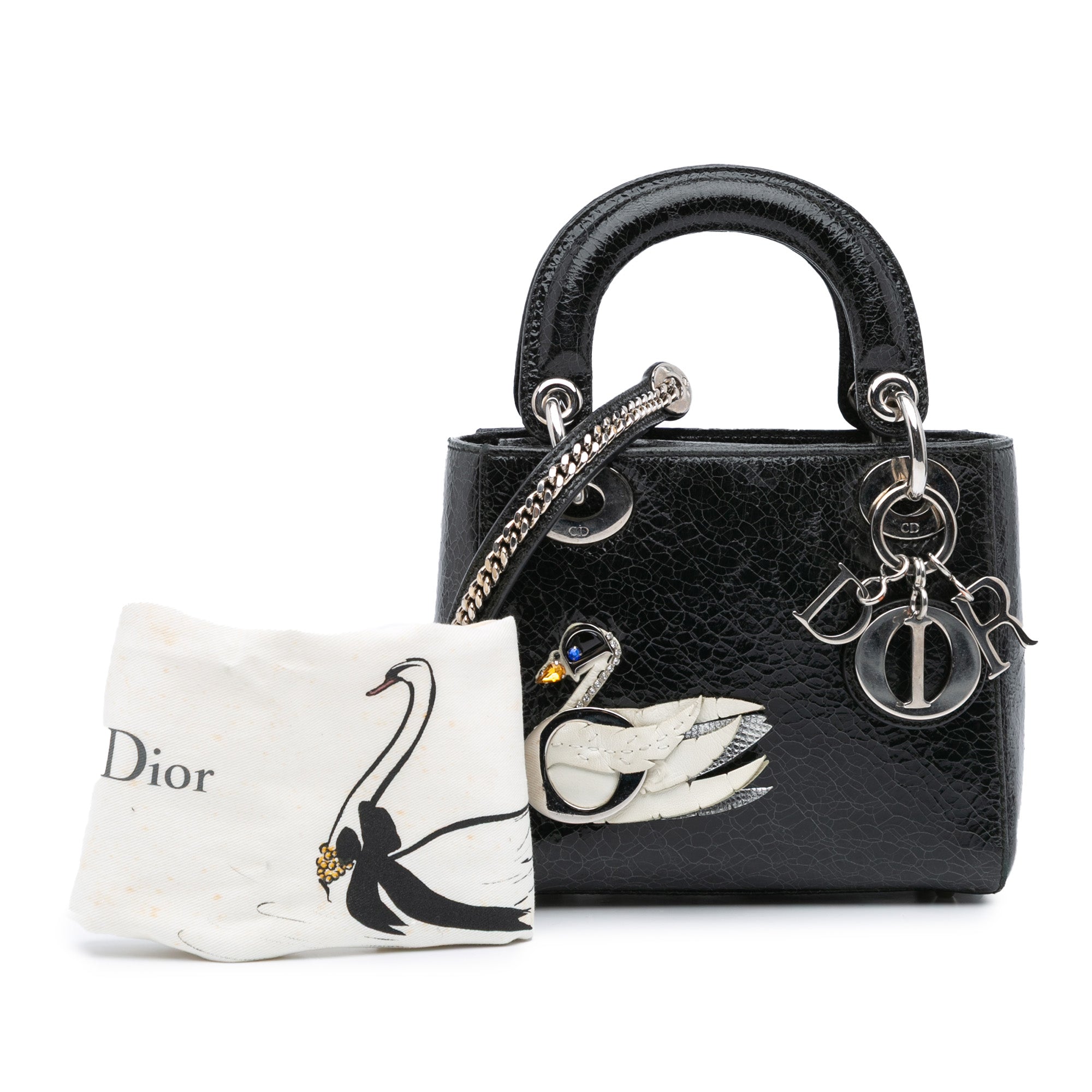 Dior Mini Deerskin Ceramic Effect Jeweled Swan Lady Dior - image 11