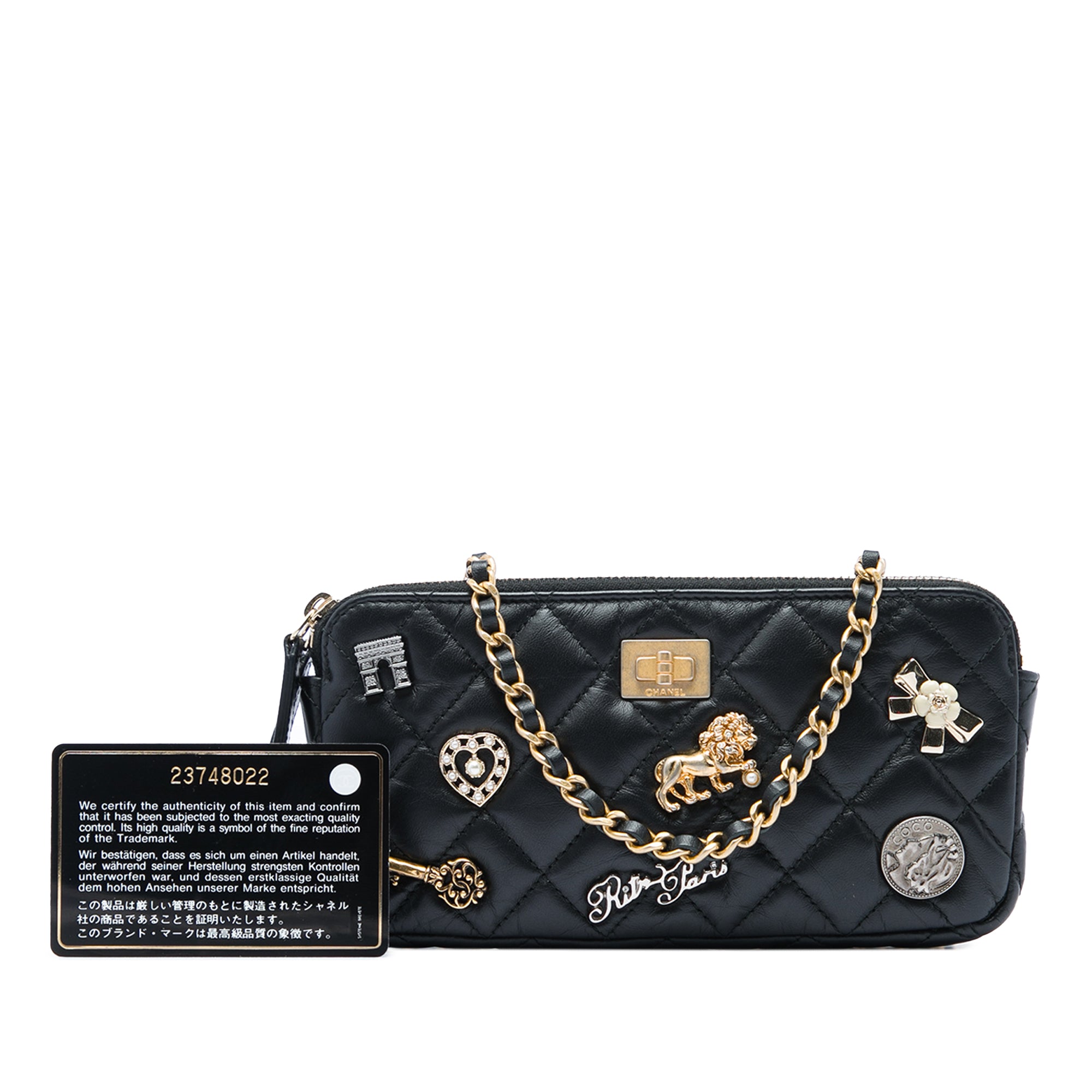Chanel Quilted Aged Calfskin Lucky Charms Reissue 2.55 Double Zip Clutch With Chain - image 6