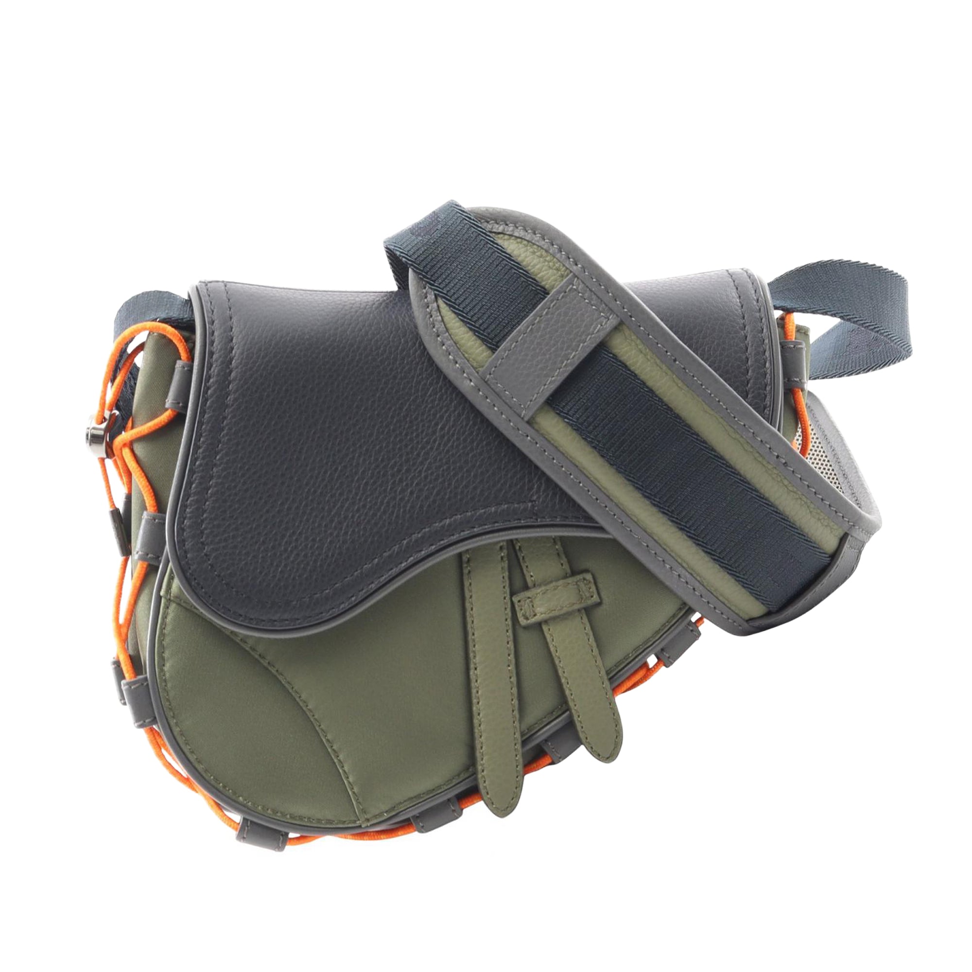 Dior Sacai Technical Fabric and Grained Calfskin Saddle Bag - image 1