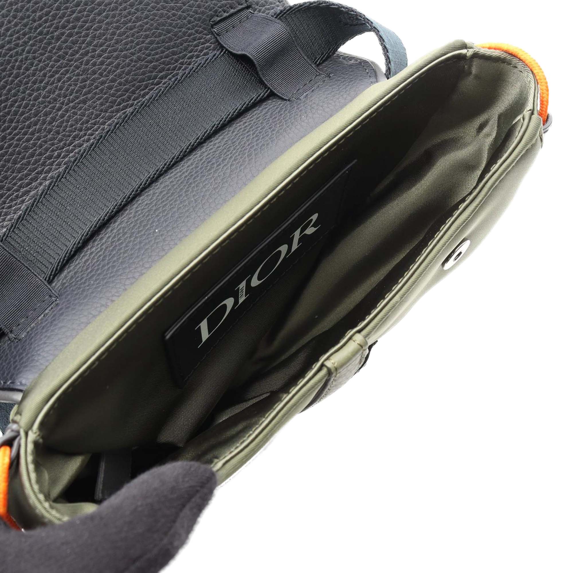 Dior Sacai Technical Fabric and Grained Calfskin Saddle Bag - image 3