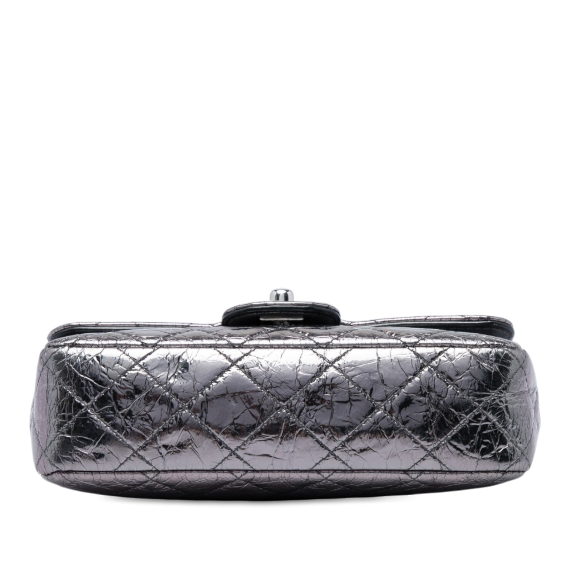 Chanel Mini Quilted Metallic Crumpled Calfskin Ring Top Handle Flap - image 3