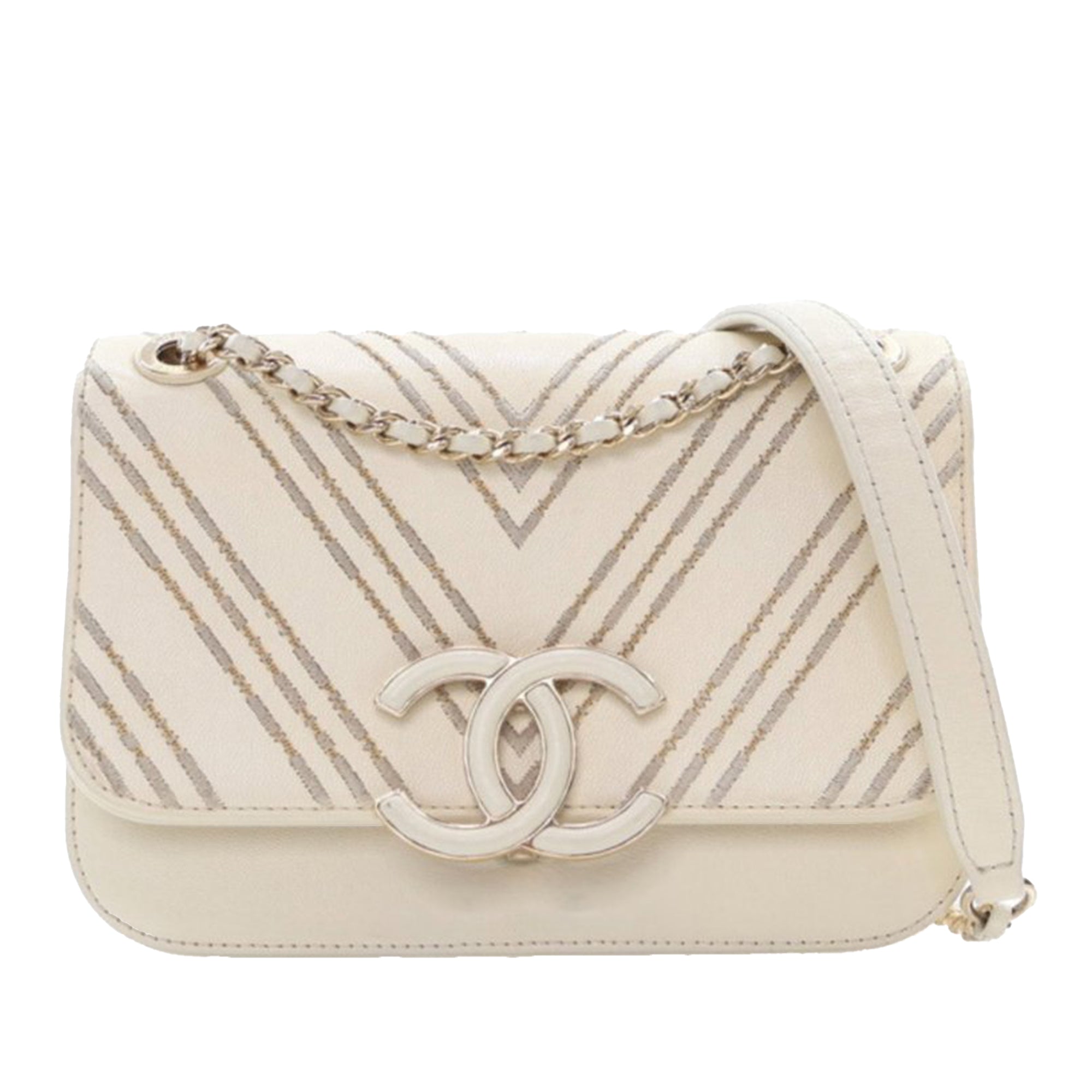Chanel Small CC Chevron Sheepskin Subtle Flap - image 1
