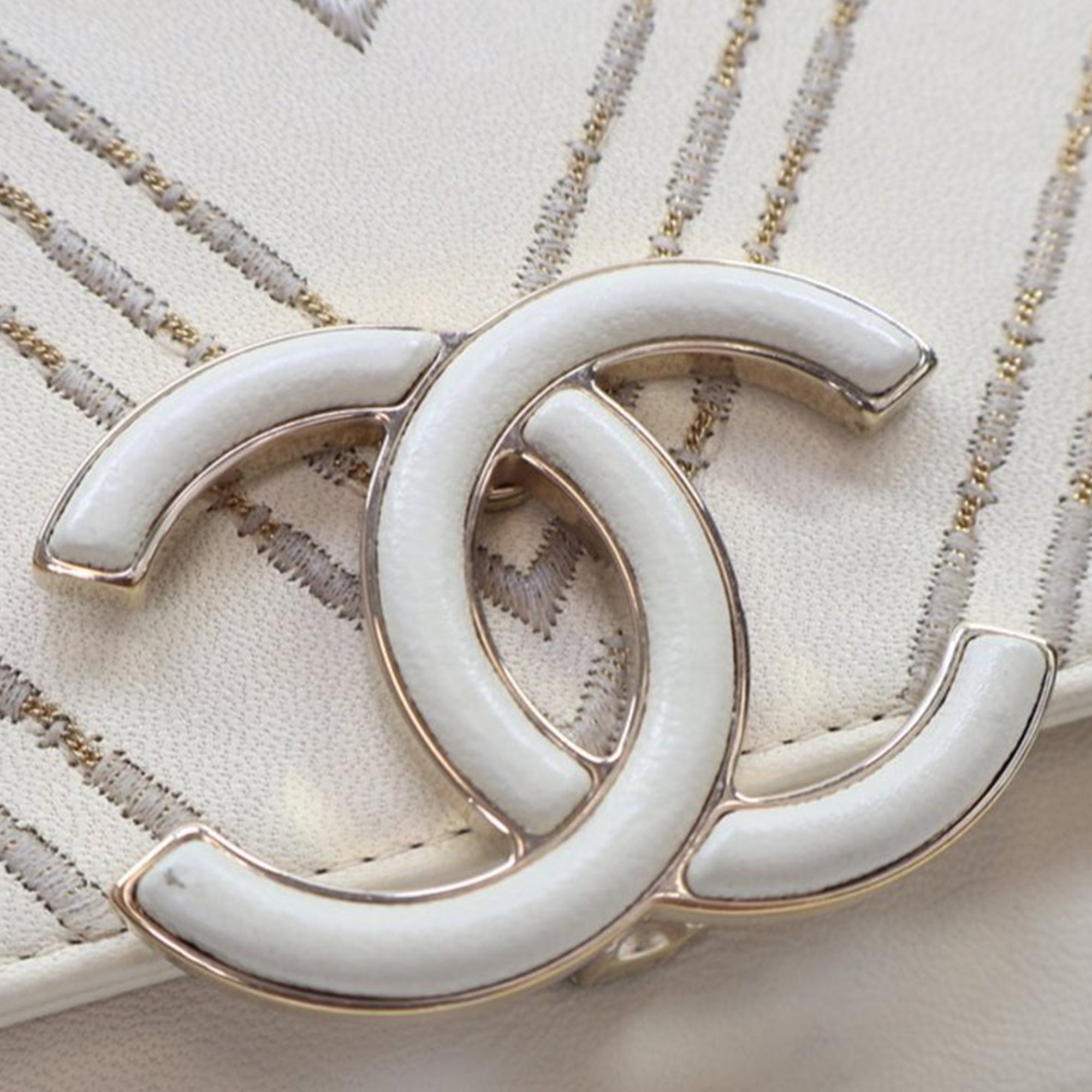 Chanel Small CC Chevron Sheepskin Subtle Flap - image 12