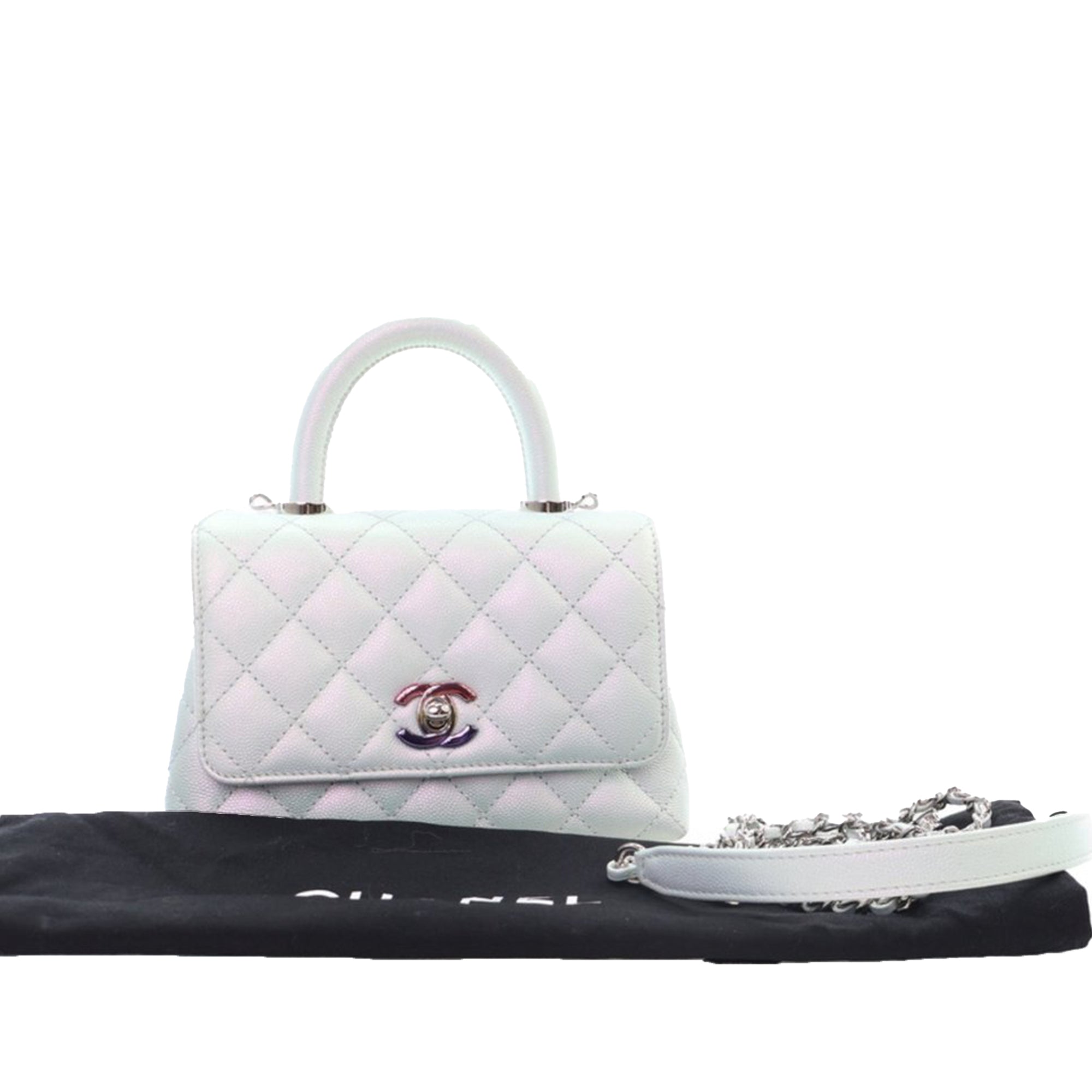 Chanel Extra Mini Iridescent Caviar Rainbow CC Coco Top Handle Bag - image 14
