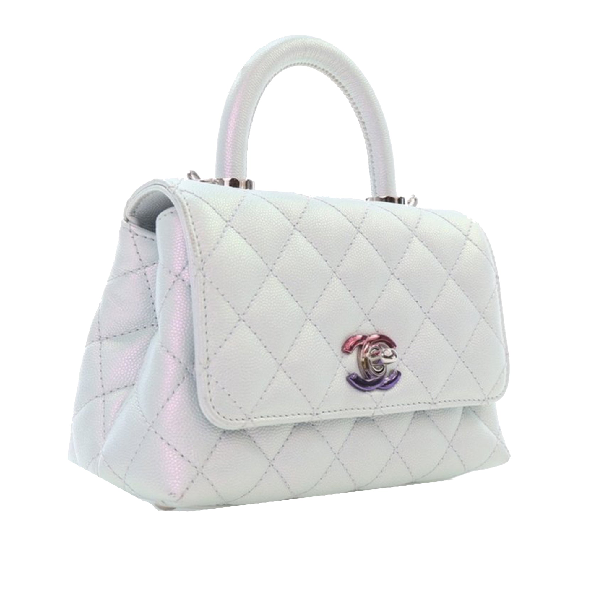 Chanel Extra Mini Iridescent Caviar Rainbow CC Coco Top Handle Bag - image 2