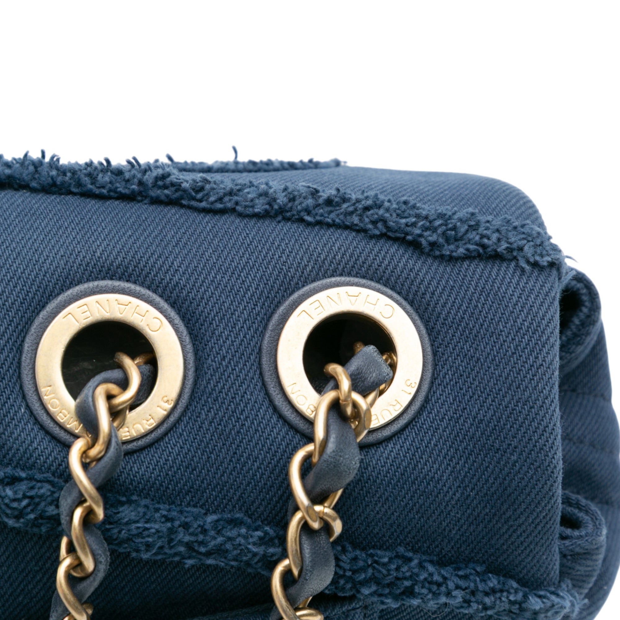 Chanel Jumbo Chevron Denim Fringe Coco Flap - image 10