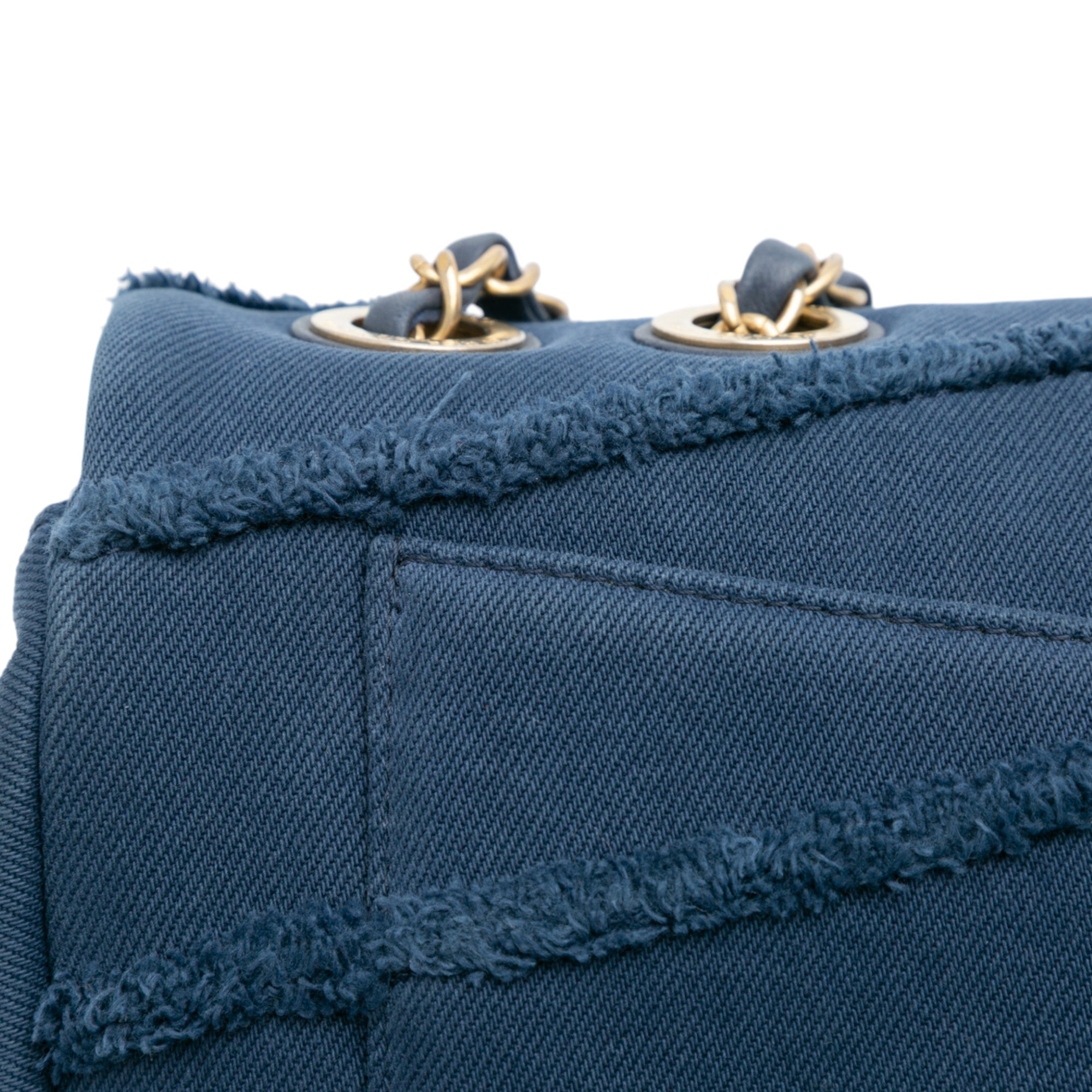 Chanel Jumbo Chevron Denim Fringe Coco Flap - image 8