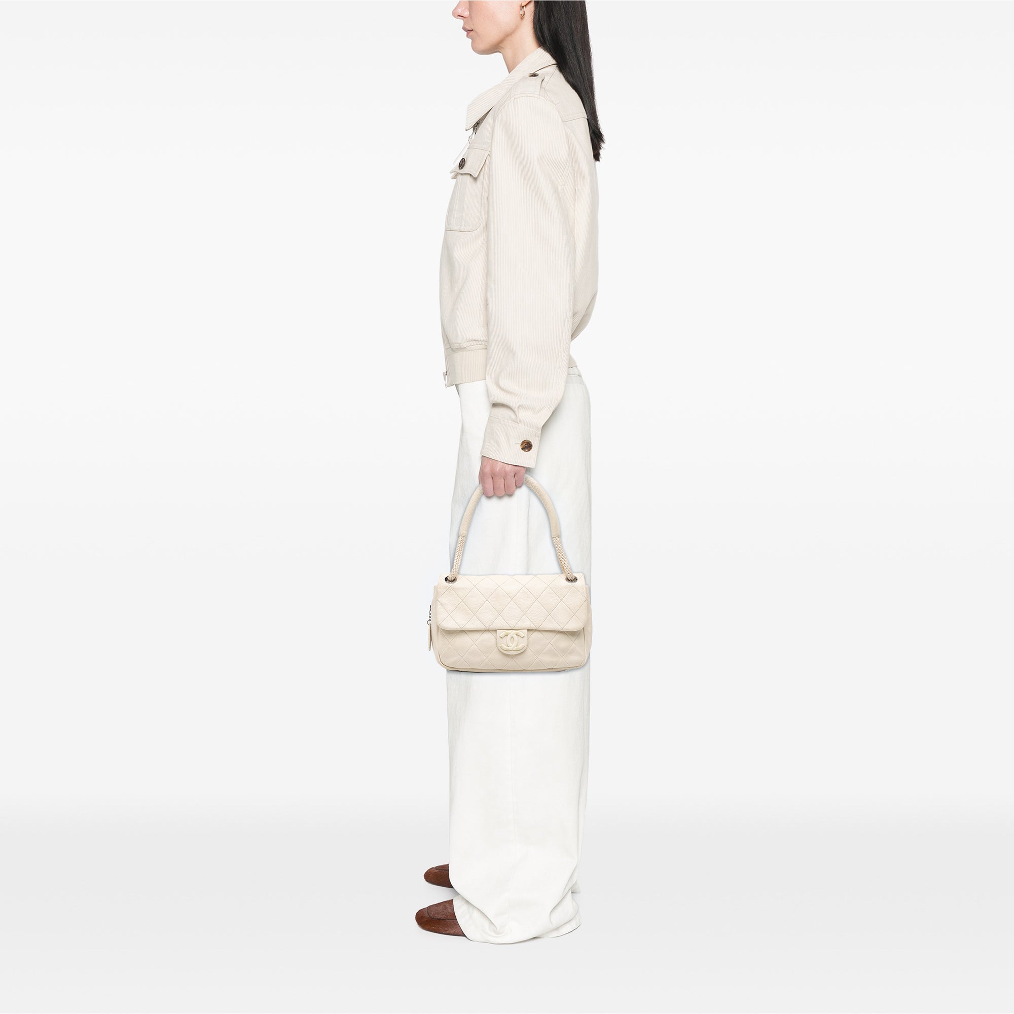 Chanel Quilted Calfskin Expandable Zip Yacht Flap - image 11