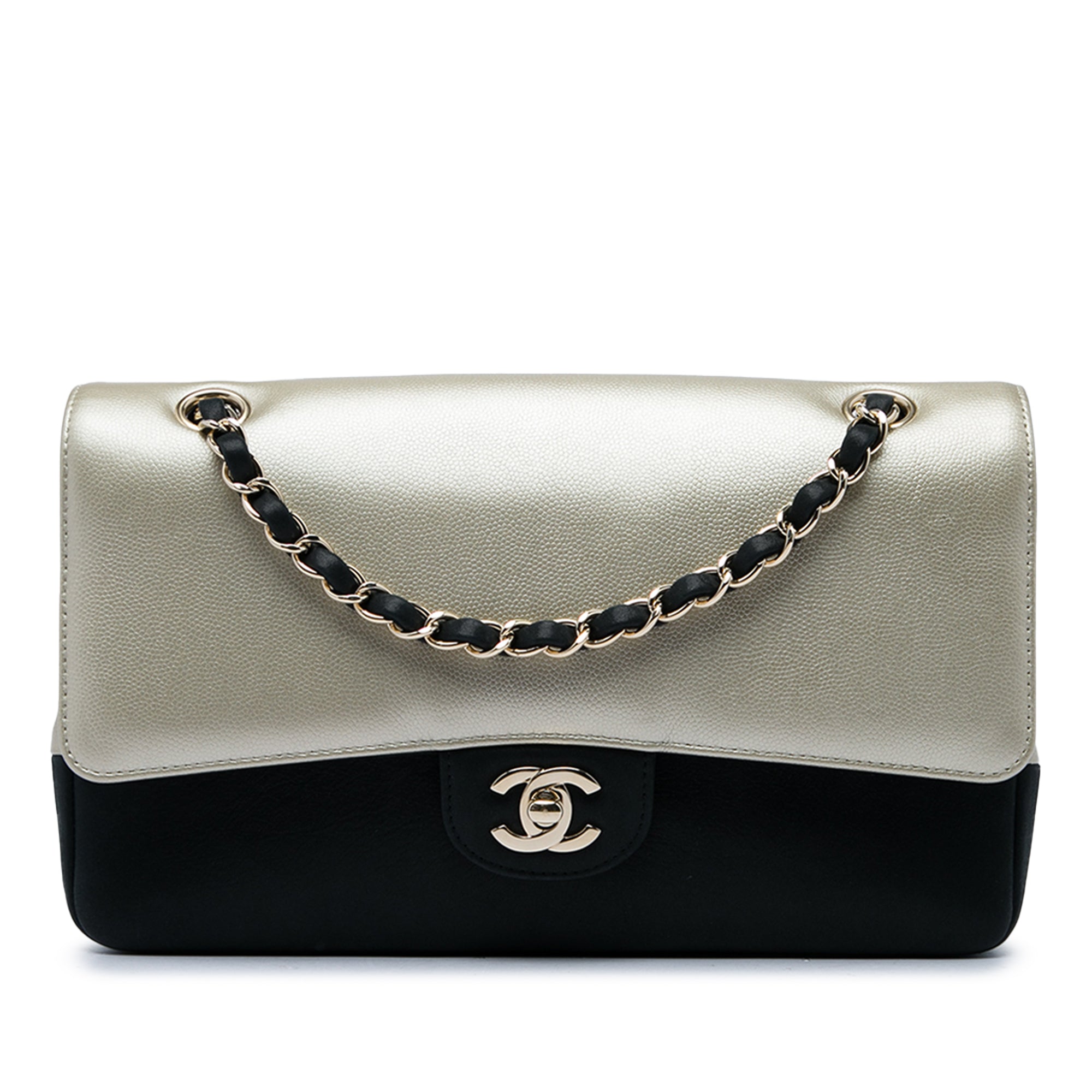Chanel Medium Classic Bicolor Caviar and Iridescent Calfskin Double Flap - image 1