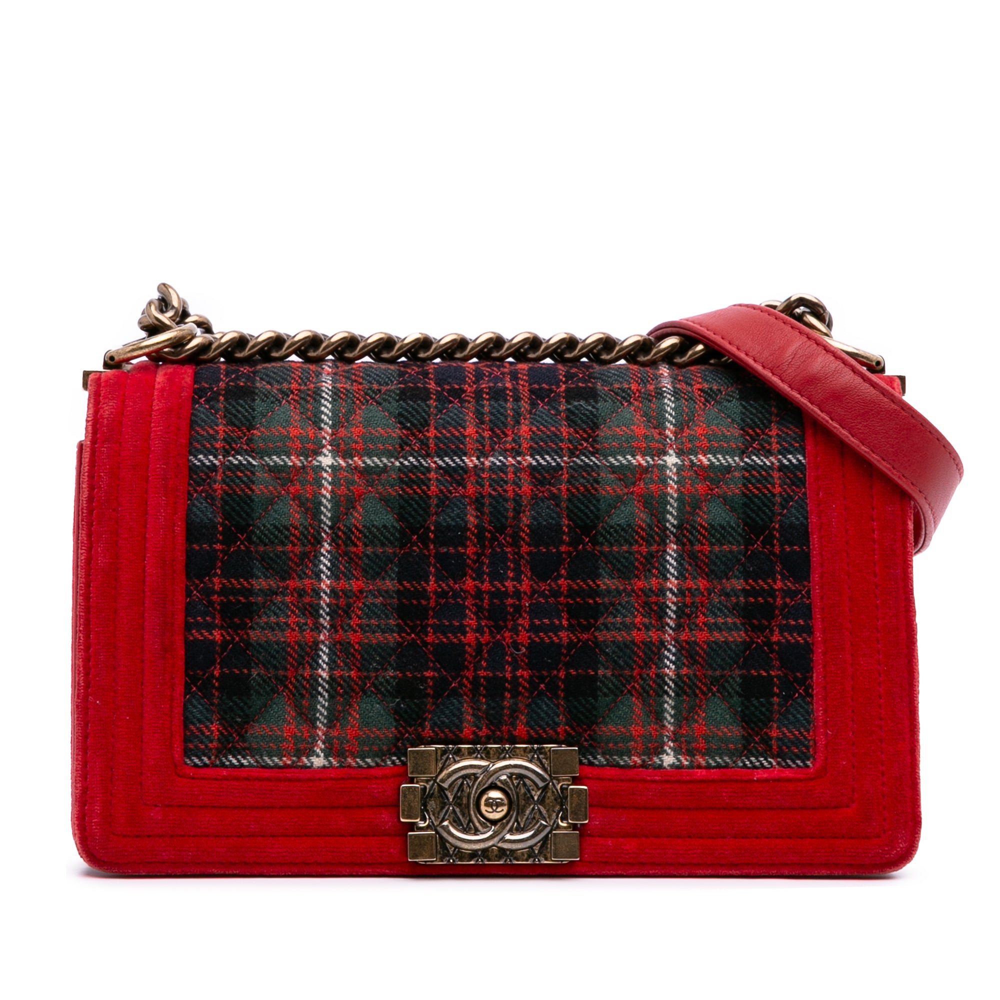 Chanel Old Medium Quilted Tweed and Velvet Boy Flap - image 1