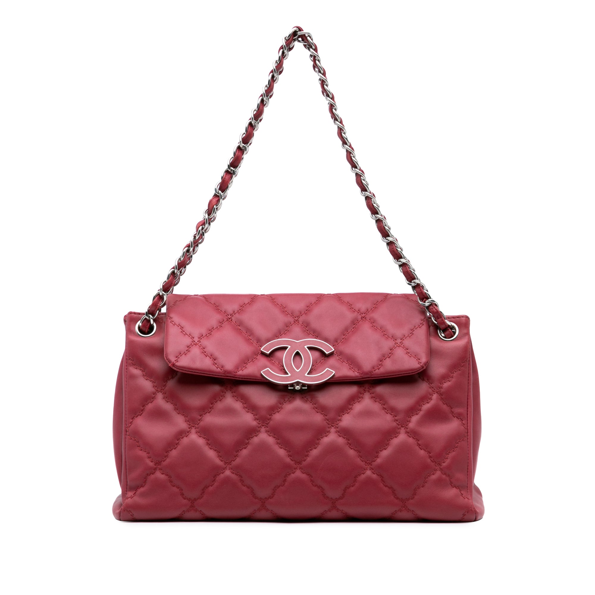 Chanel Large Calfskin Double Stitch Hampton Flap - image 1