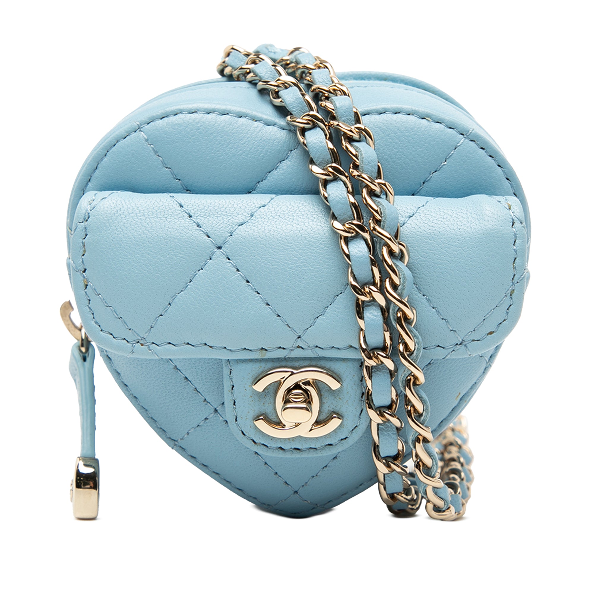 Chanel Mini Quilted Lambskin CC in Love Heart Necklace Bag - image 1