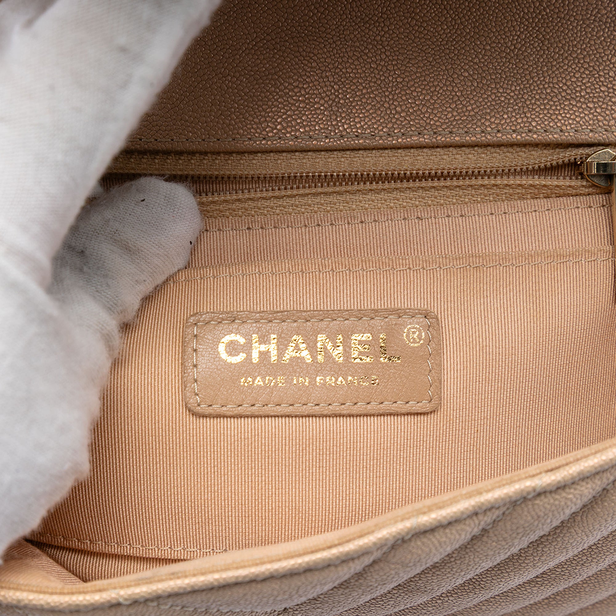 Chanel Small Chevron Caviar Statement Flap - image 5