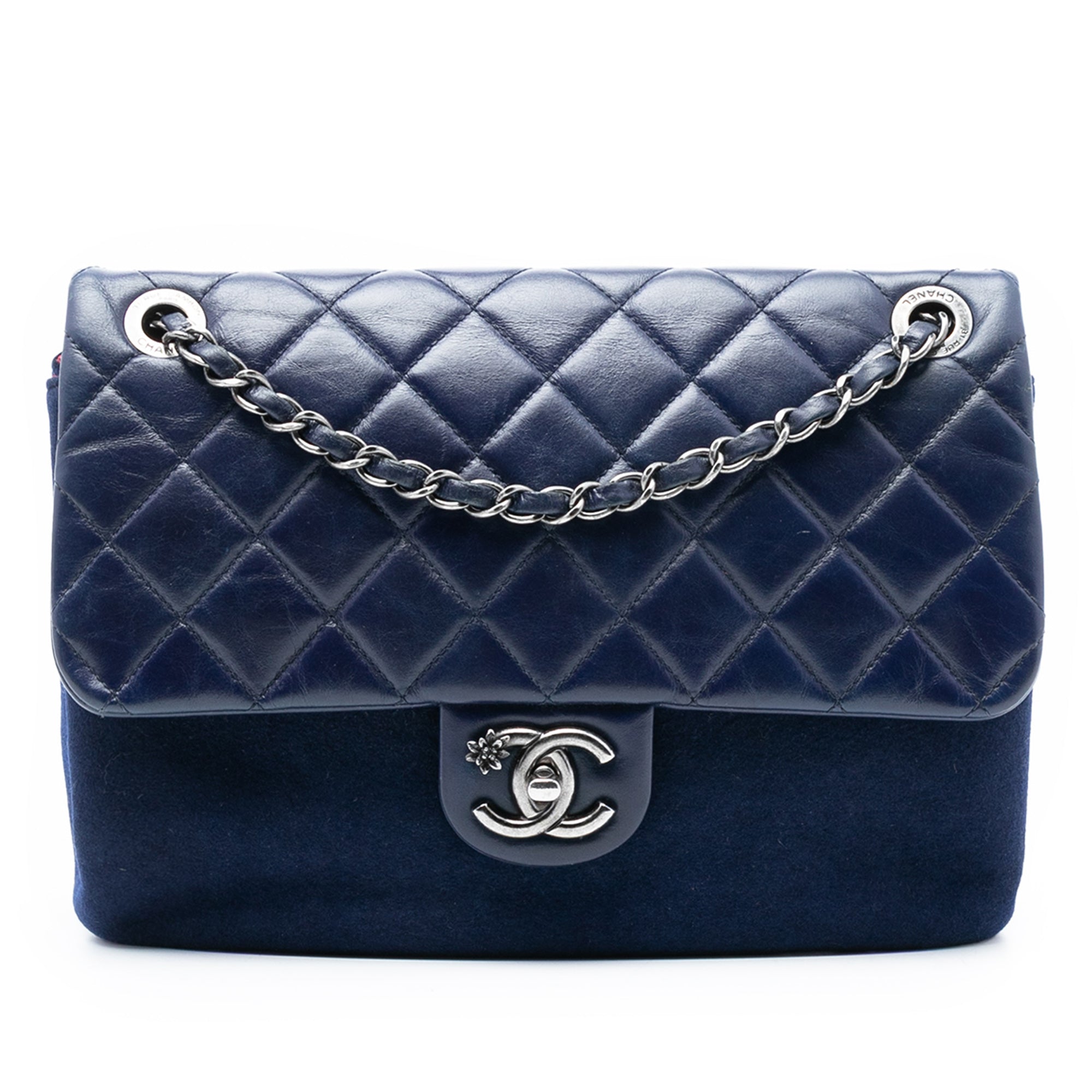 Chanel Paris Salzburg Quilted Glazed Calfskin and Felt Edelweiss Flower CC Flap - image 1