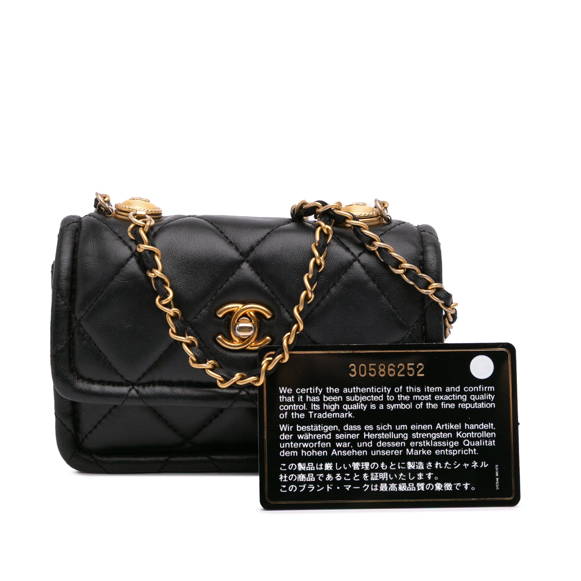 Chanel Mini Lambskin Button On Top Flap - image 10