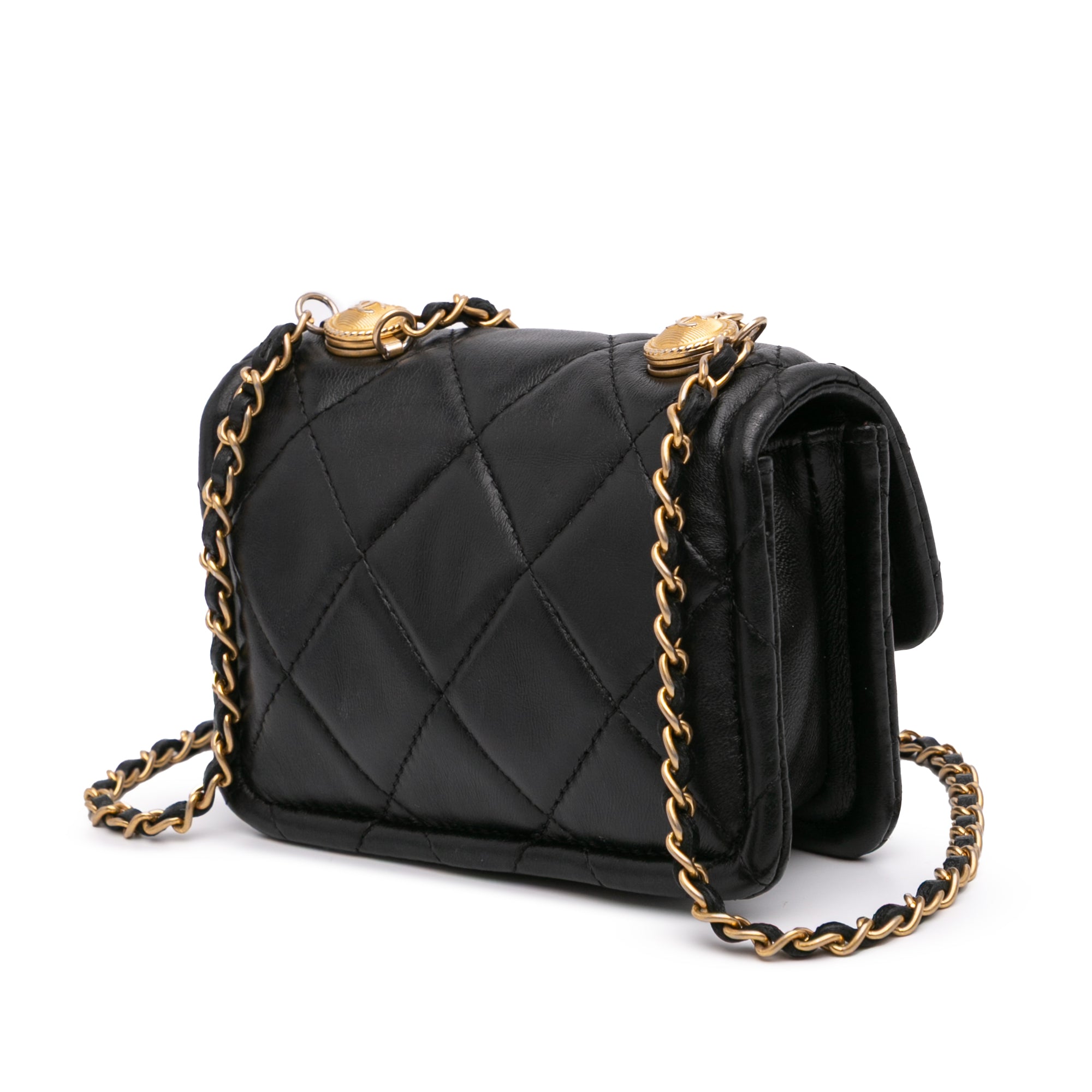 Chanel Mini Lambskin Button On Top Flap - image 2