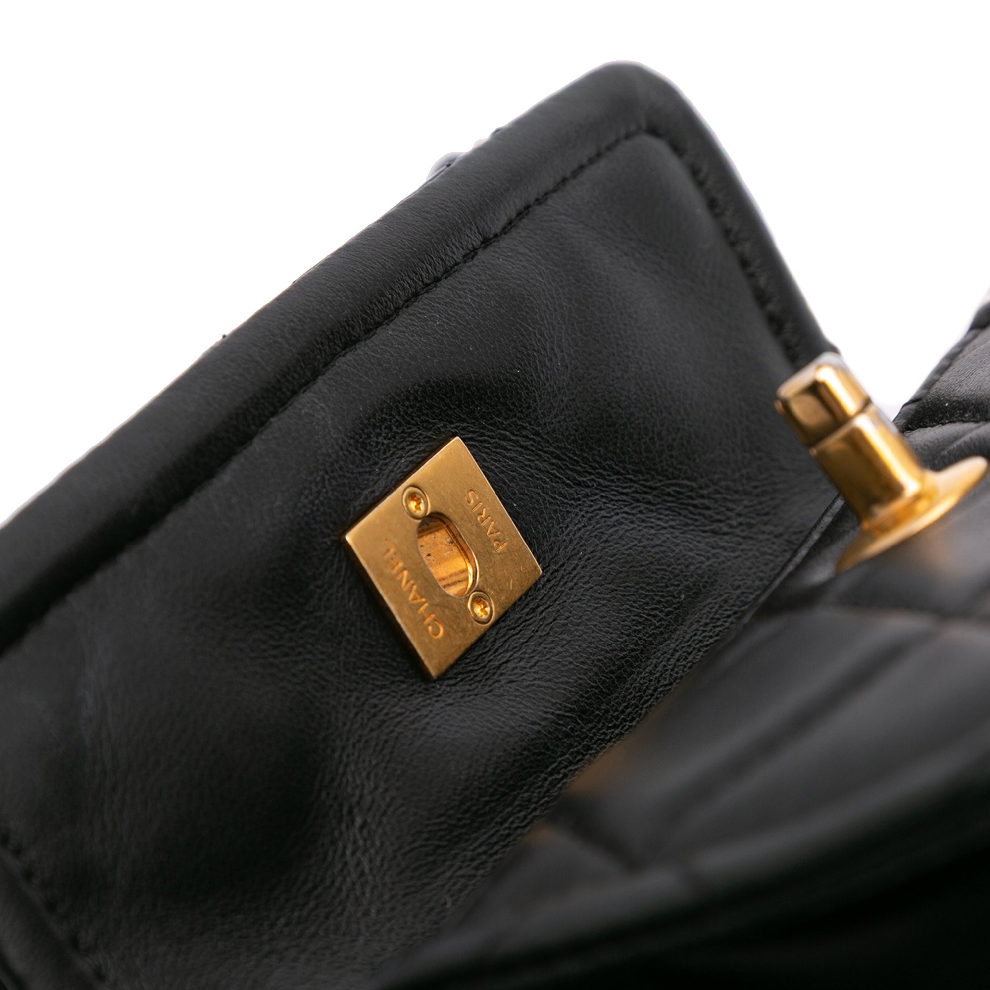 Chanel Mini Lambskin Button On Top Flap - image 7