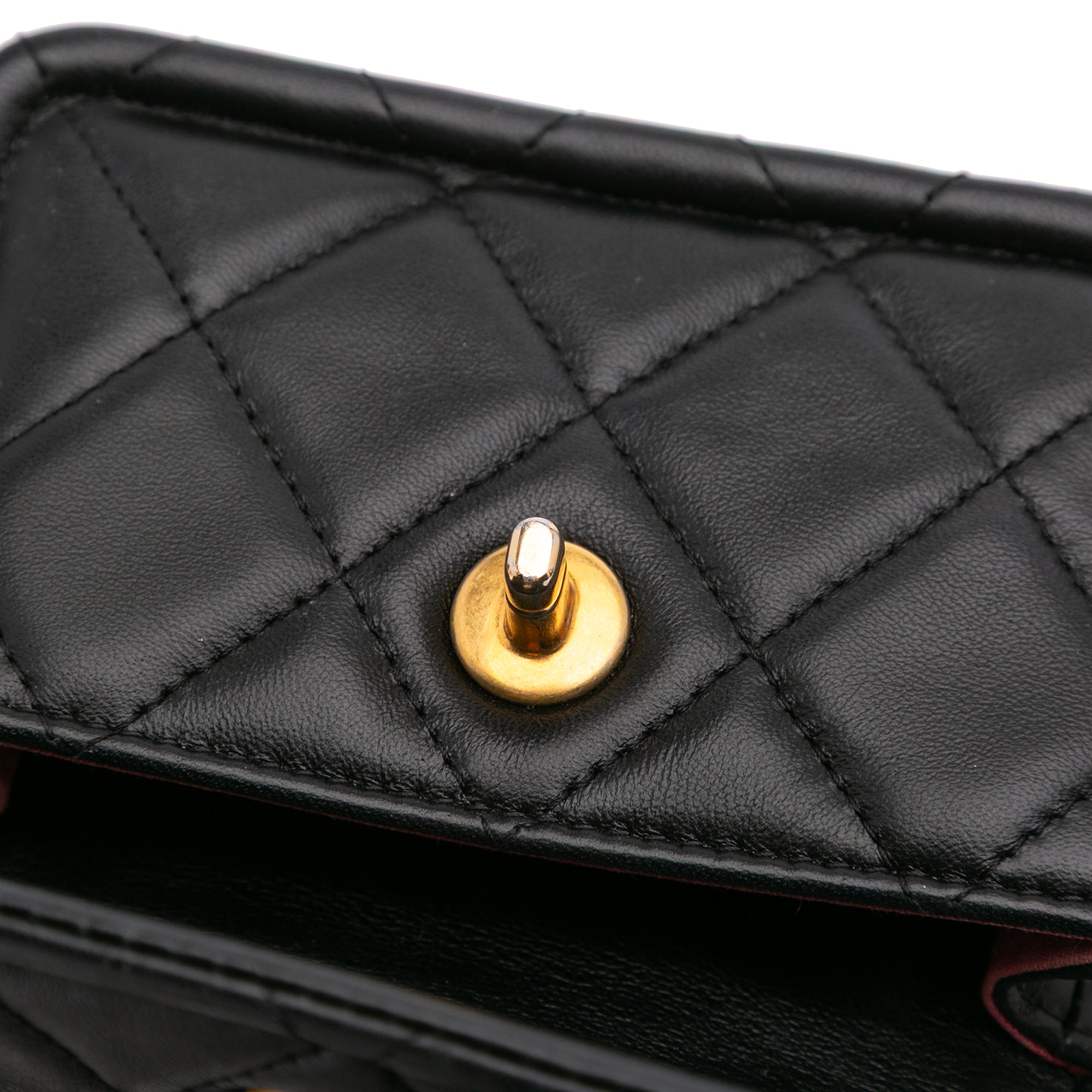 Chanel Mini Lambskin Button On Top Flap - image 8