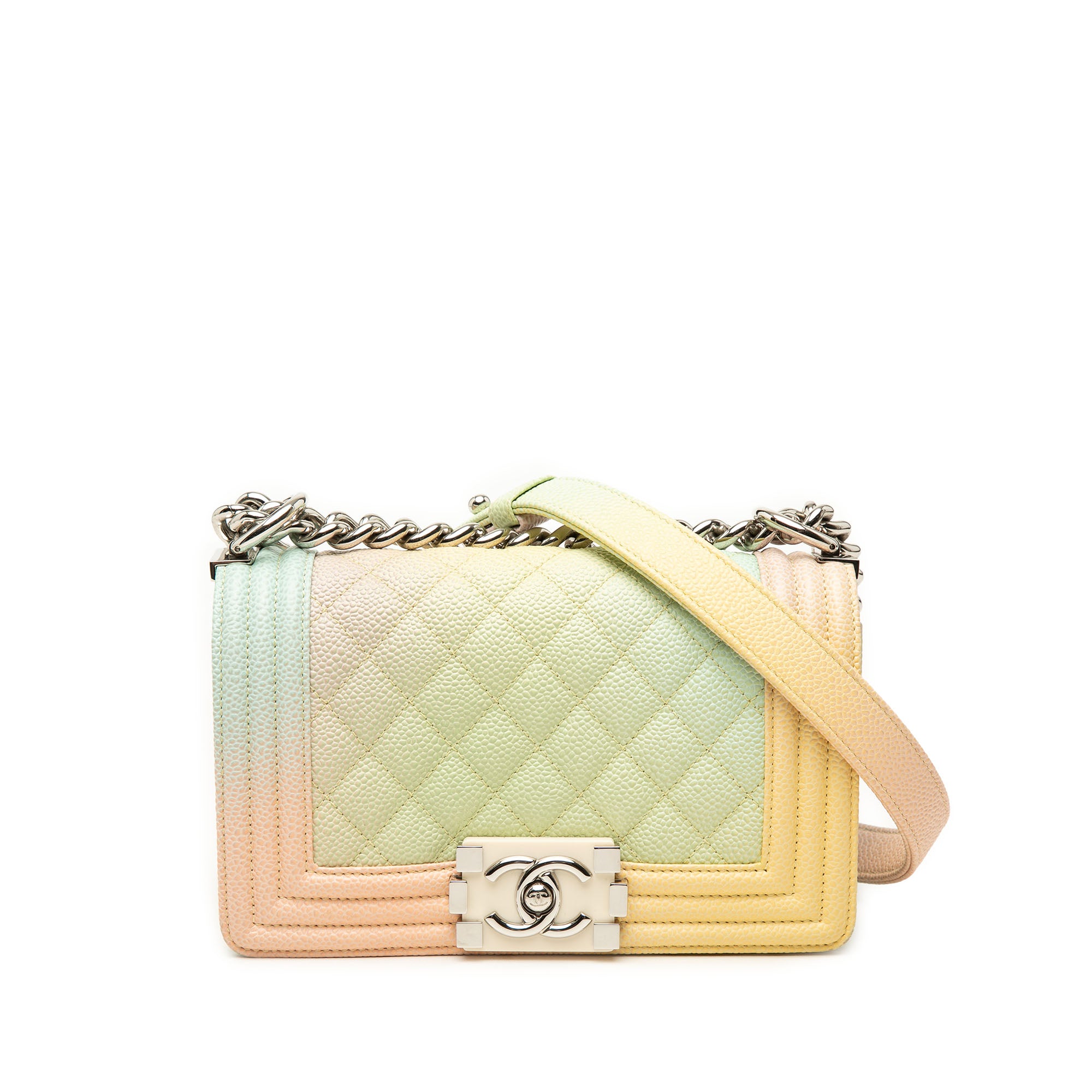 Chanel Small Quilted Caviar Rainbow Boy Flap - image 1
