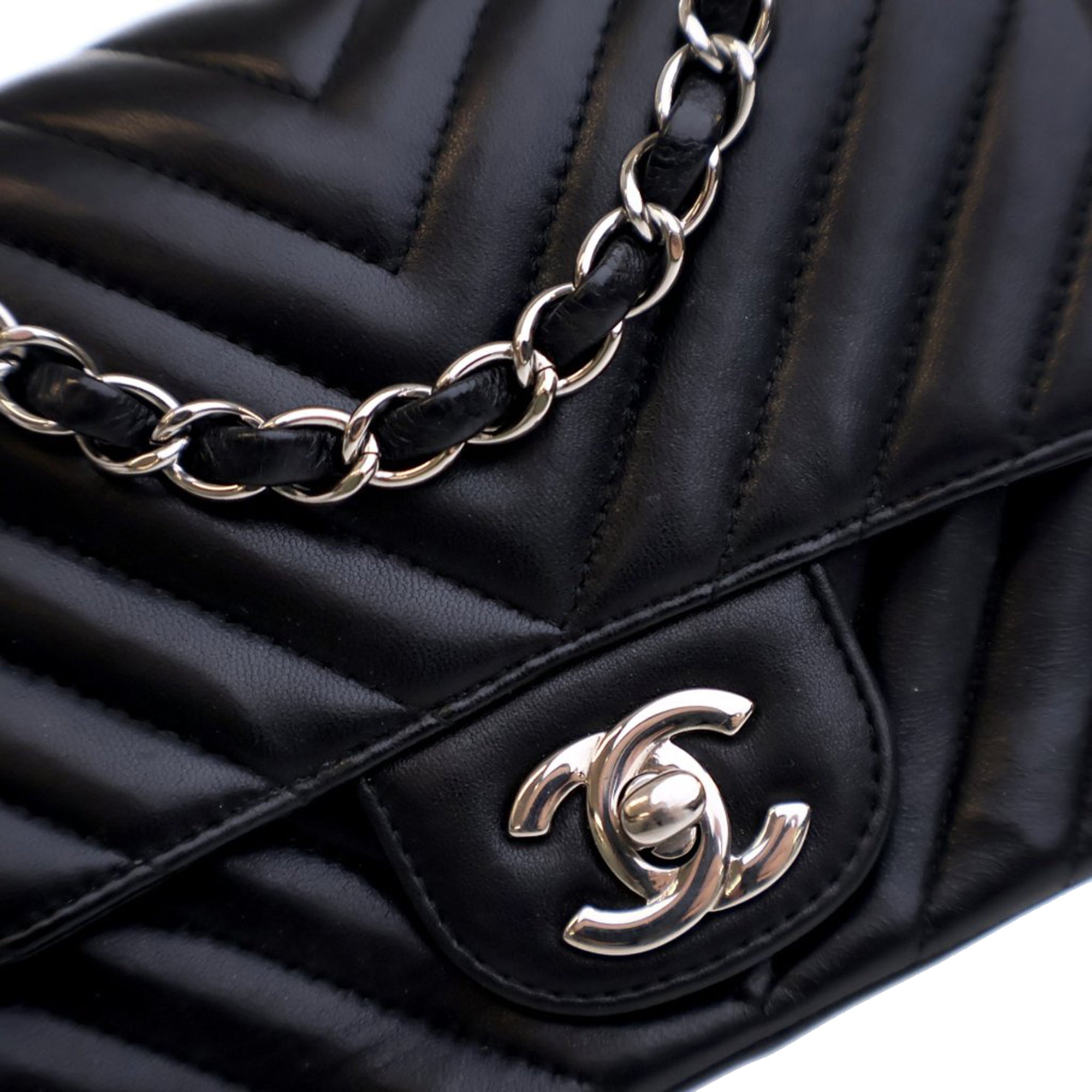 Chanel Mini Square Classic Chevron Lambskin Single Flap - image 5