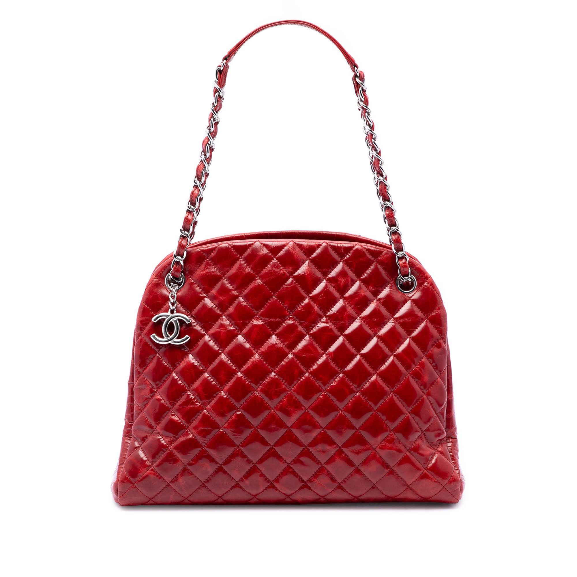 Chanel Large Quilted Crinkled Patent Just Mademoiselle Bowling Bag - image 1