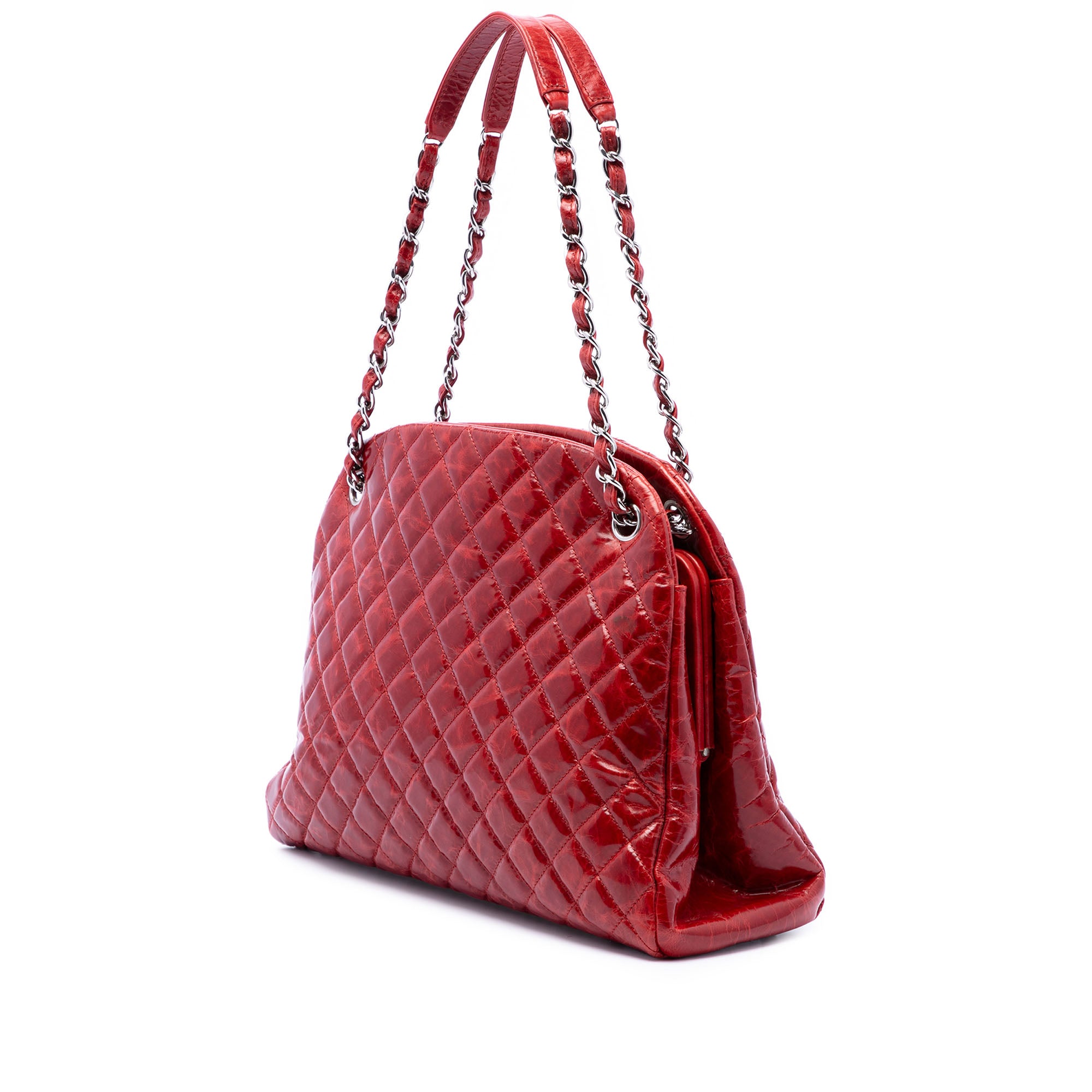 Chanel Large Quilted Crinkled Patent Just Mademoiselle Bowling Bag - image 2