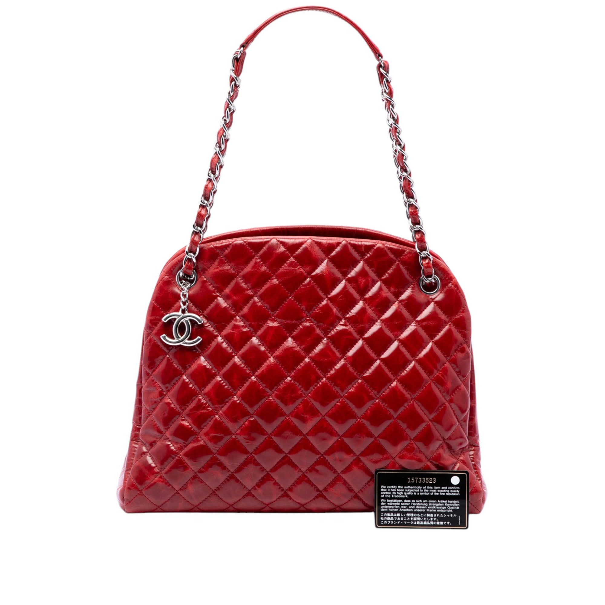 Chanel Large Quilted Crinkled Patent Just Mademoiselle Bowling Bag - image 7