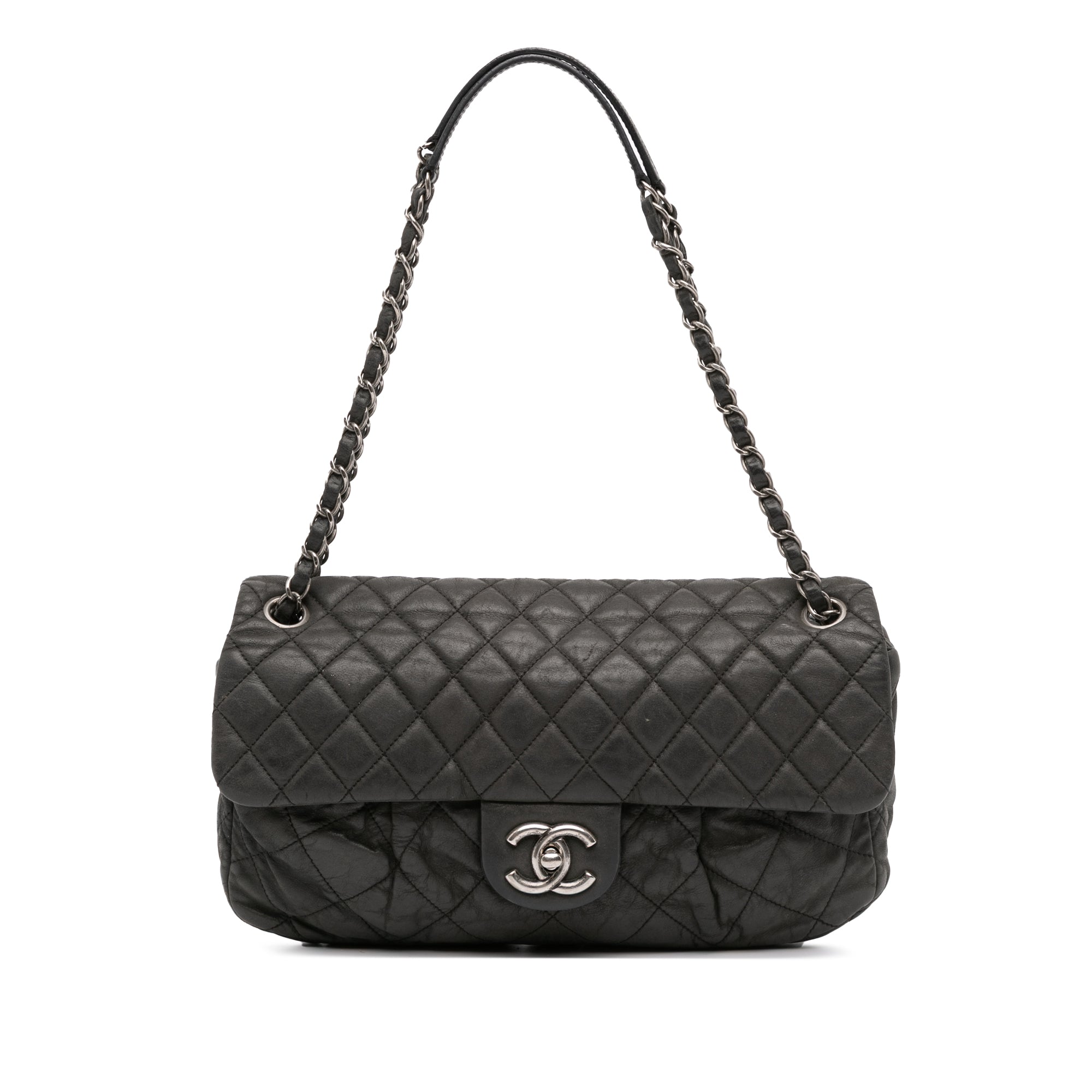 Chanel Large Iridescent Quilted Calfskin Coco Pleats Flap - image 1