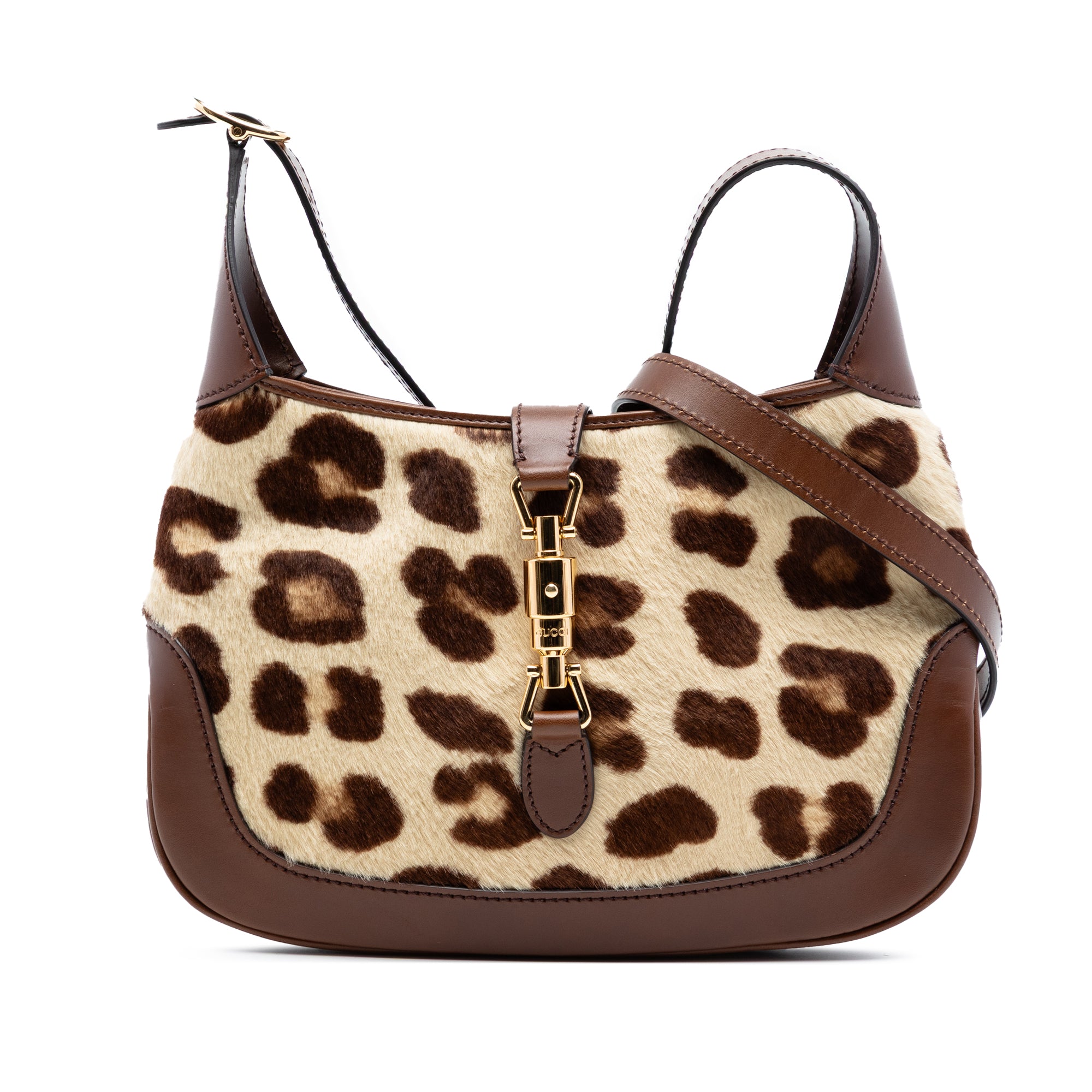 Gucci HA HA HA Small Pony Hair and Leather Leopard Print Jackie 1961 Crossbody - image 1