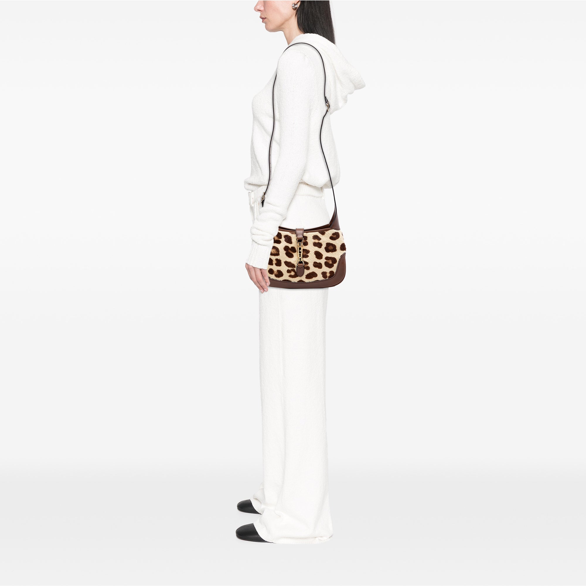 Gucci HA HA HA Small Pony Hair and Leather Leopard Print Jackie 1961 Crossbody - image 6