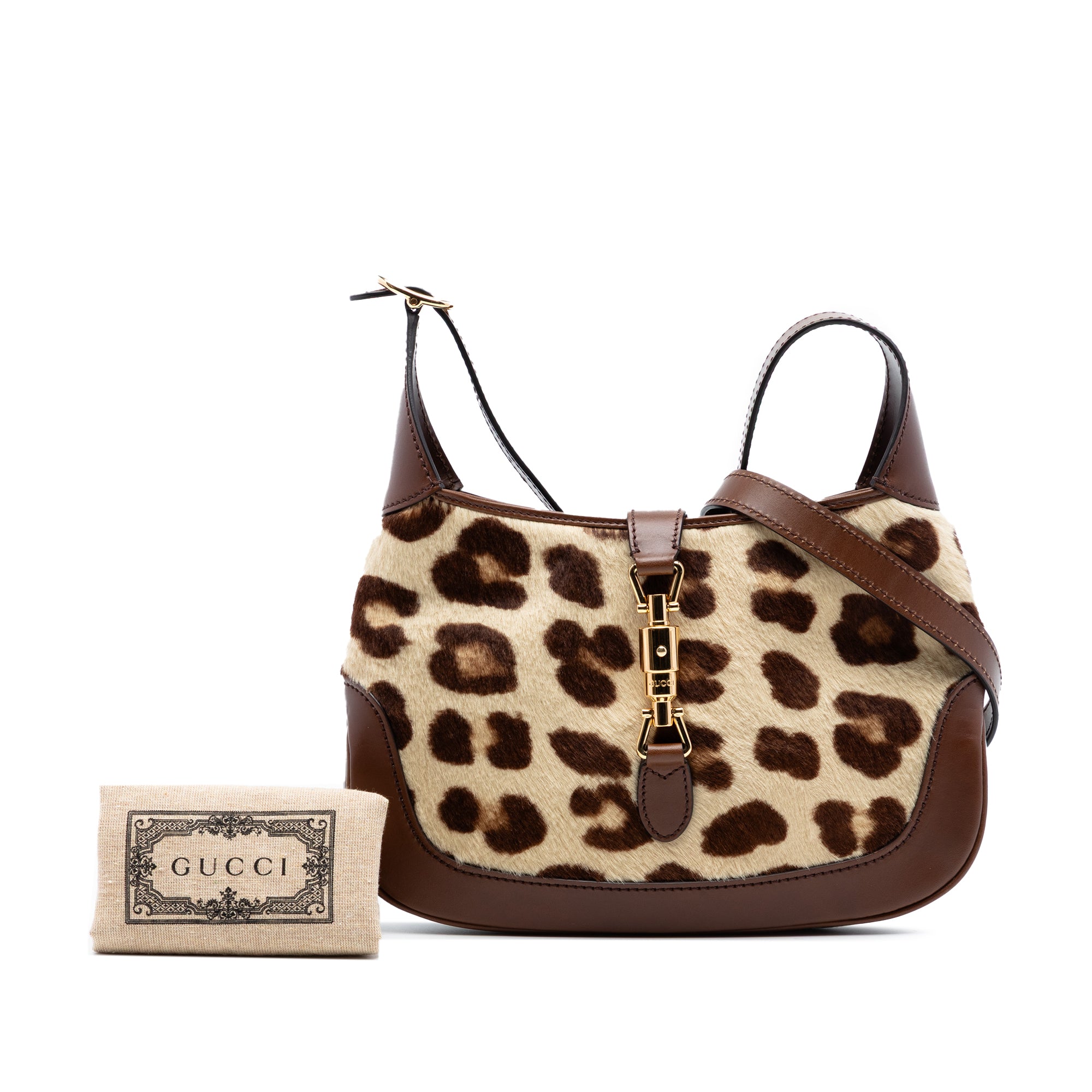 Gucci HA HA HA Small Pony Hair and Leather Leopard Print Jackie 1961 Crossbody - image 7