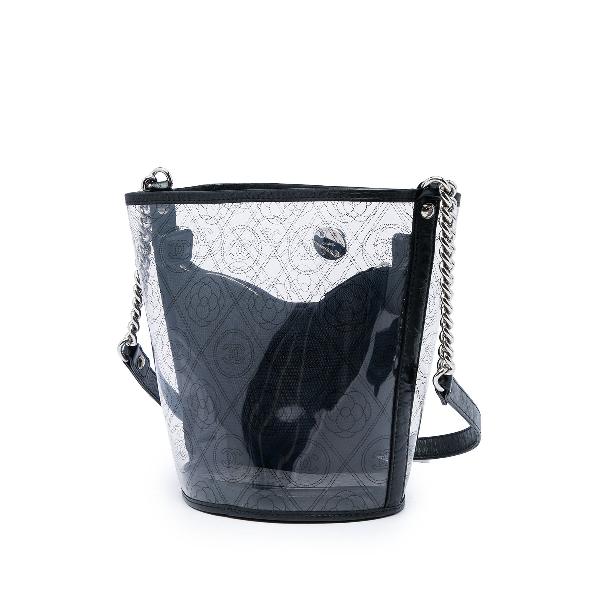 Chanel Medium PVC and Crumpled Calfskin Camellia Coco Bucket Bag - image 2