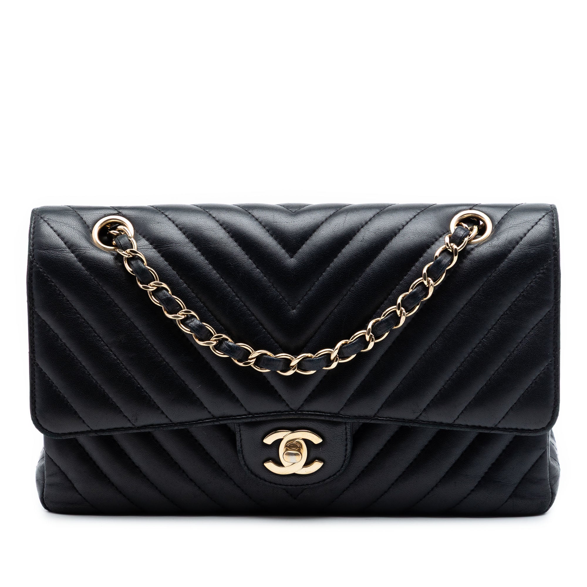 Chanel Medium Classic Chevron Crumpled Calfskin Double Flap - image 1