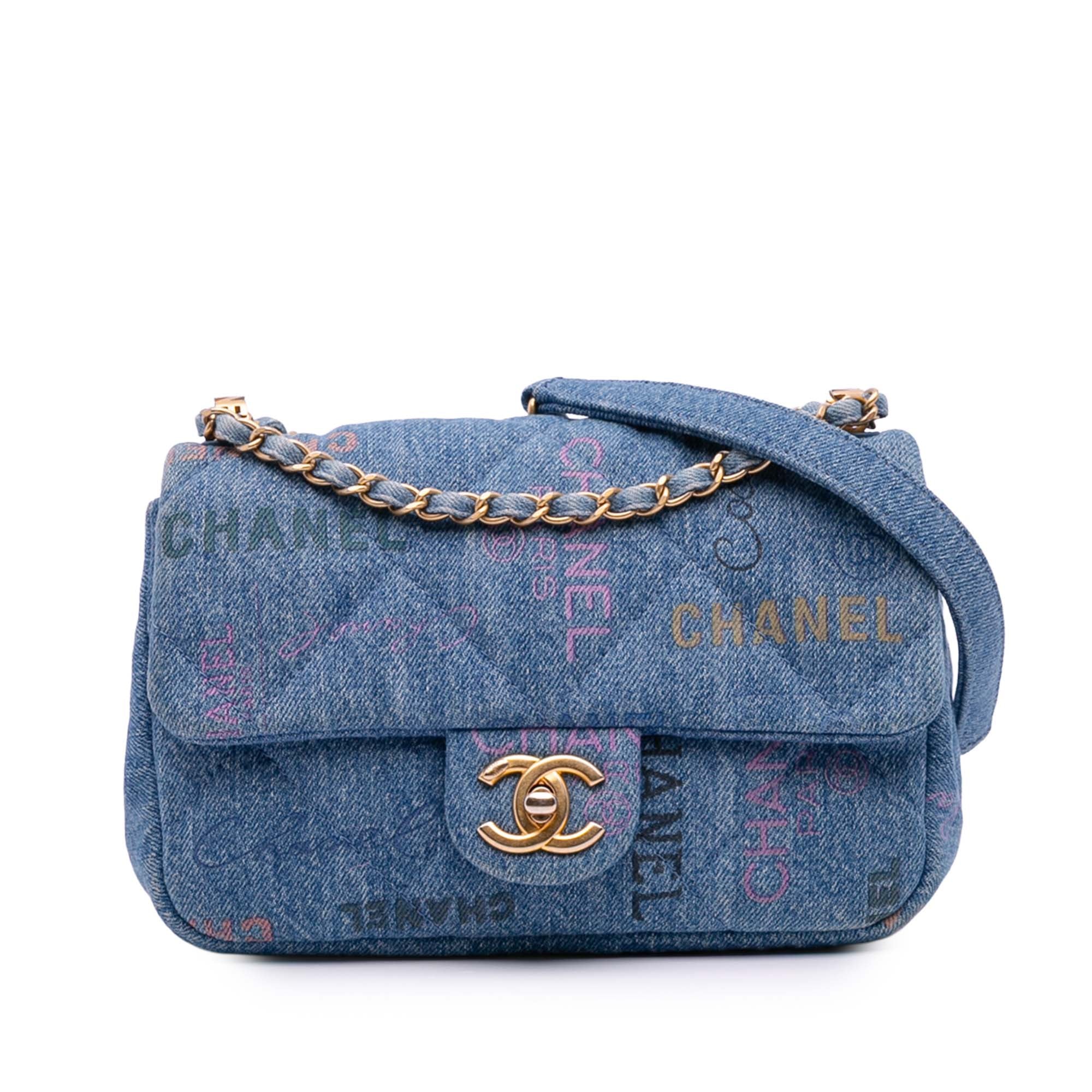 Chanel Mini Rectangular Quilted Denim Mood Flap - image 1
