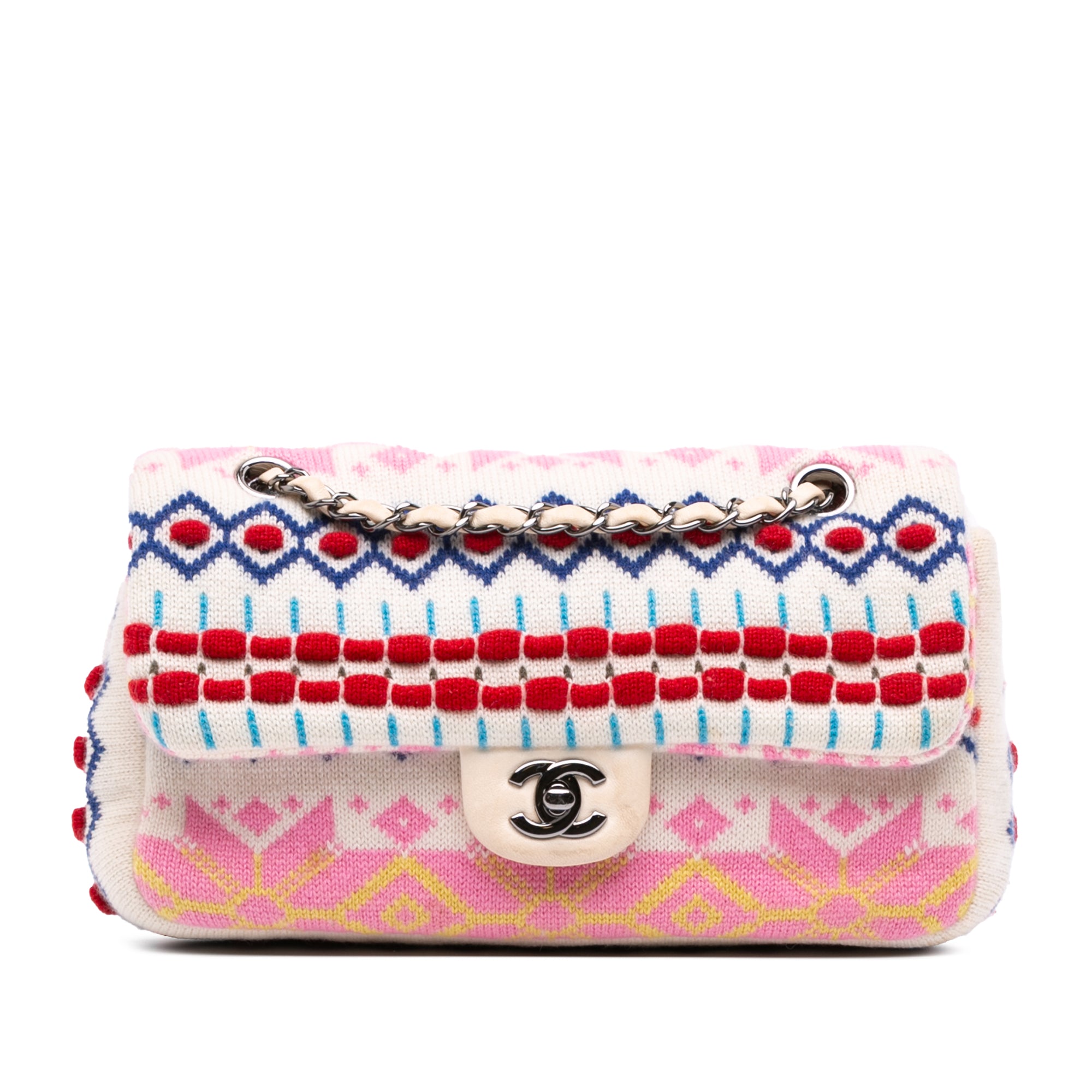 Chanel Medium Classic Multicolor Cashmere Knit Single Flap - image 1
