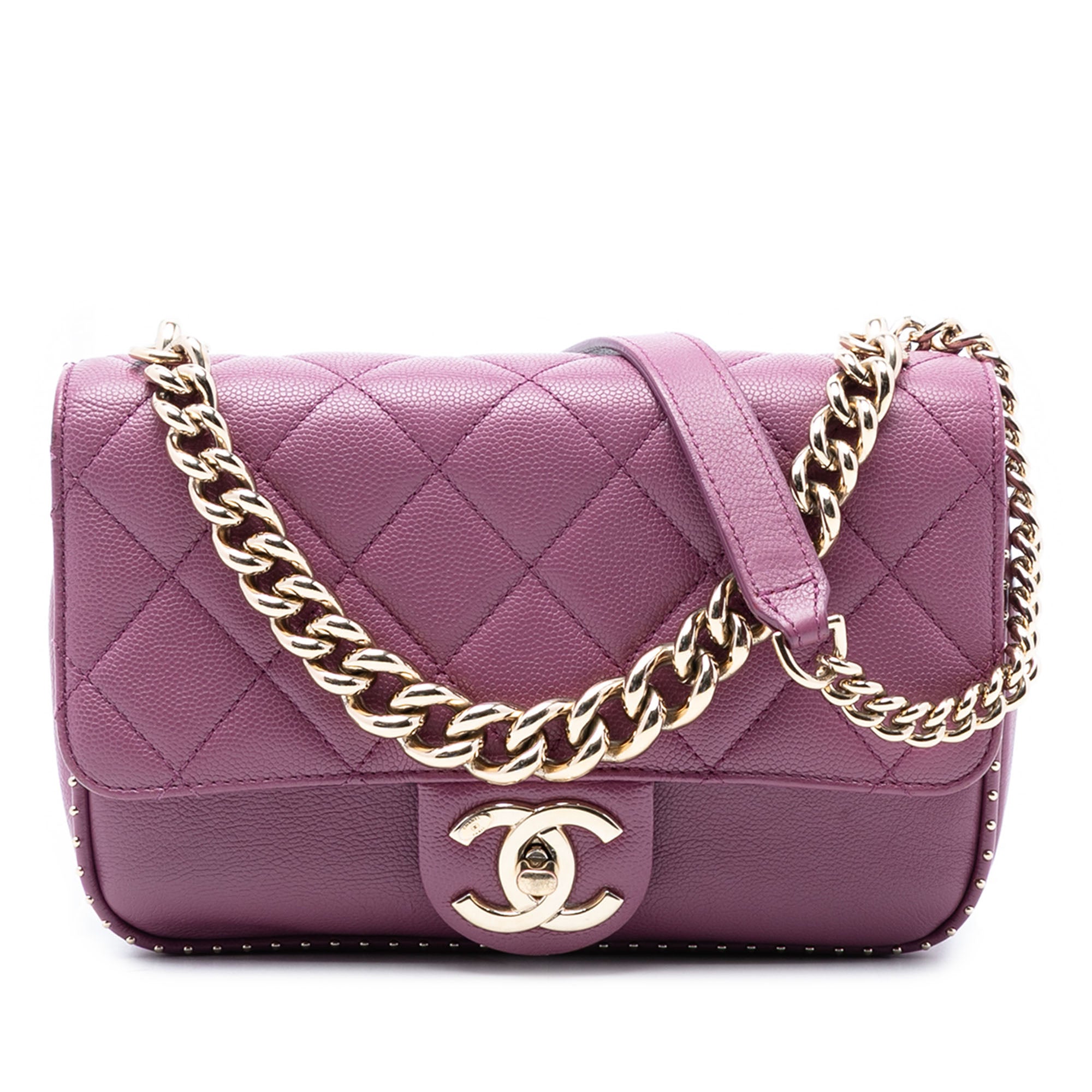 Chanel Small Quilted Caviar Studded Chain Handle Flap - image 1