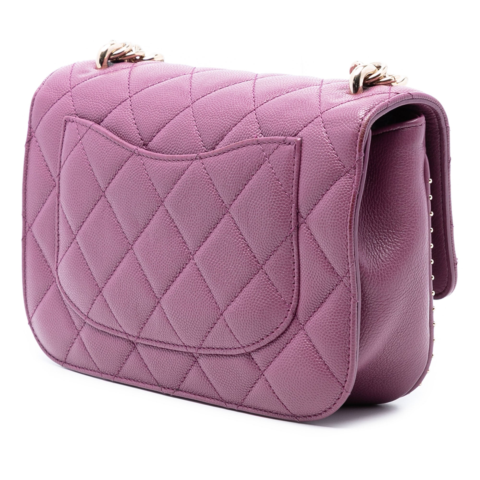 Chanel Small Quilted Caviar Studded Chain Handle Flap - image 2