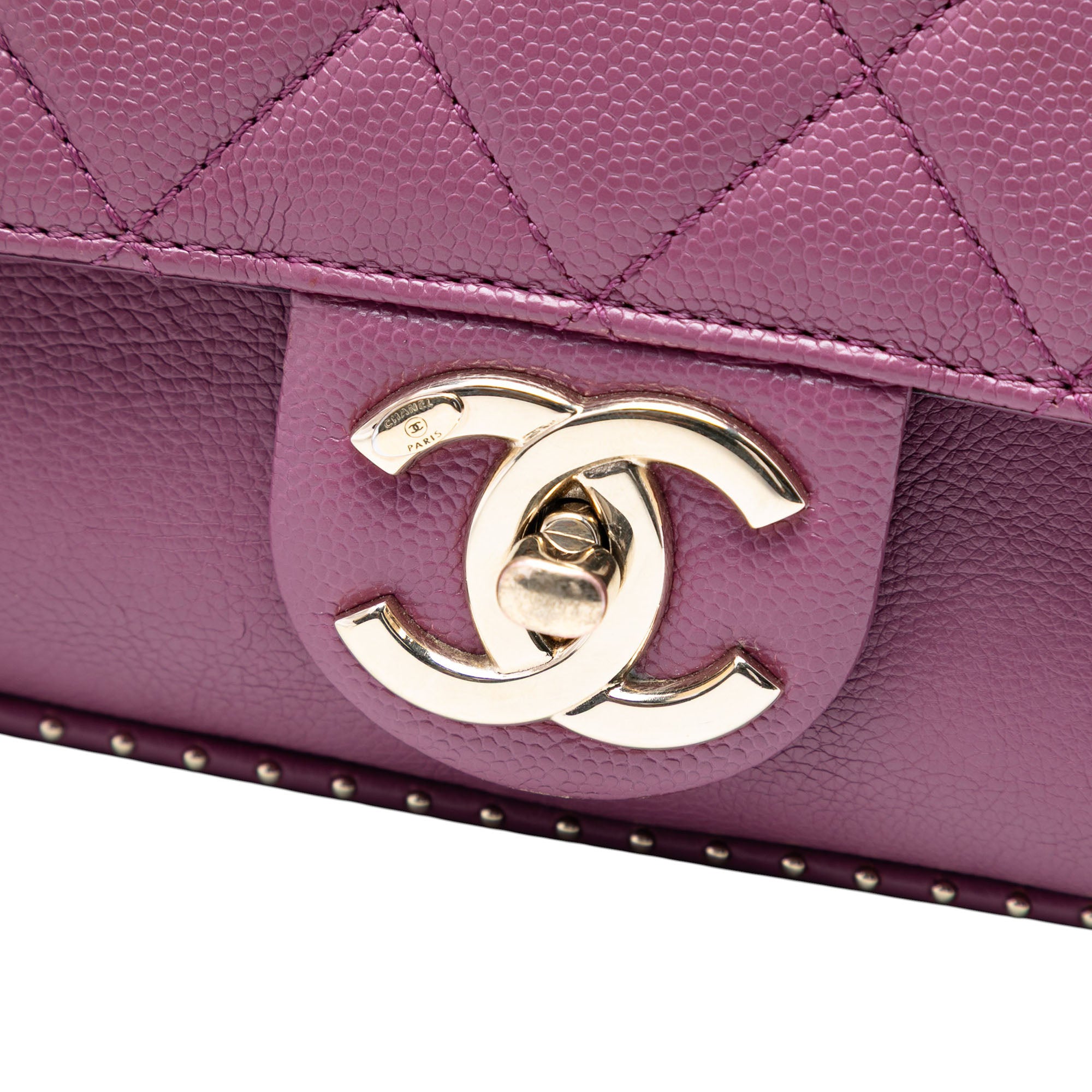 Chanel Small Quilted Caviar Studded Chain Handle Flap - image 6